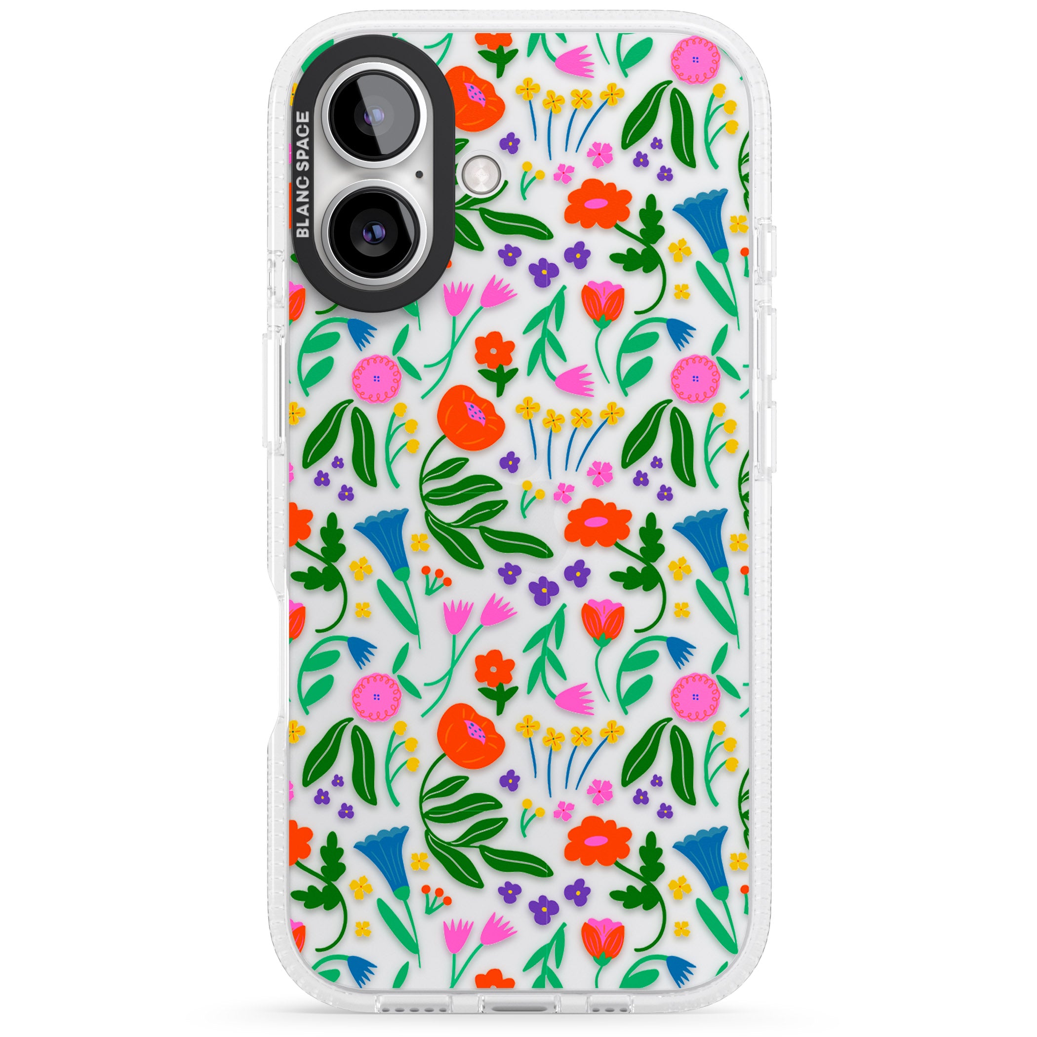 Summer Floral Fiesta iPhone 16 / 16 Plus Clear Case Impact Air - Blanc Space