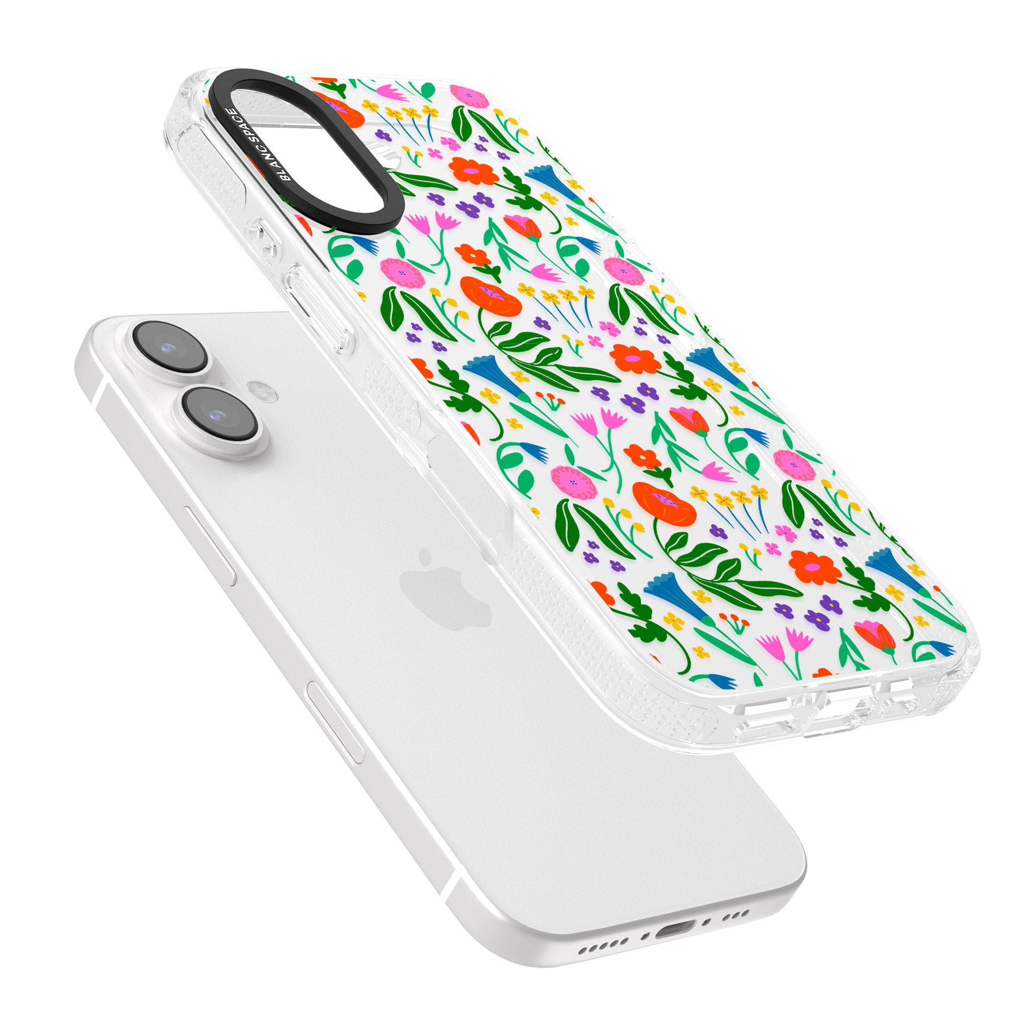 Summer Floral Fiesta iPhone 16 / 16 Plus Clear Case Impact Air - Blanc Space