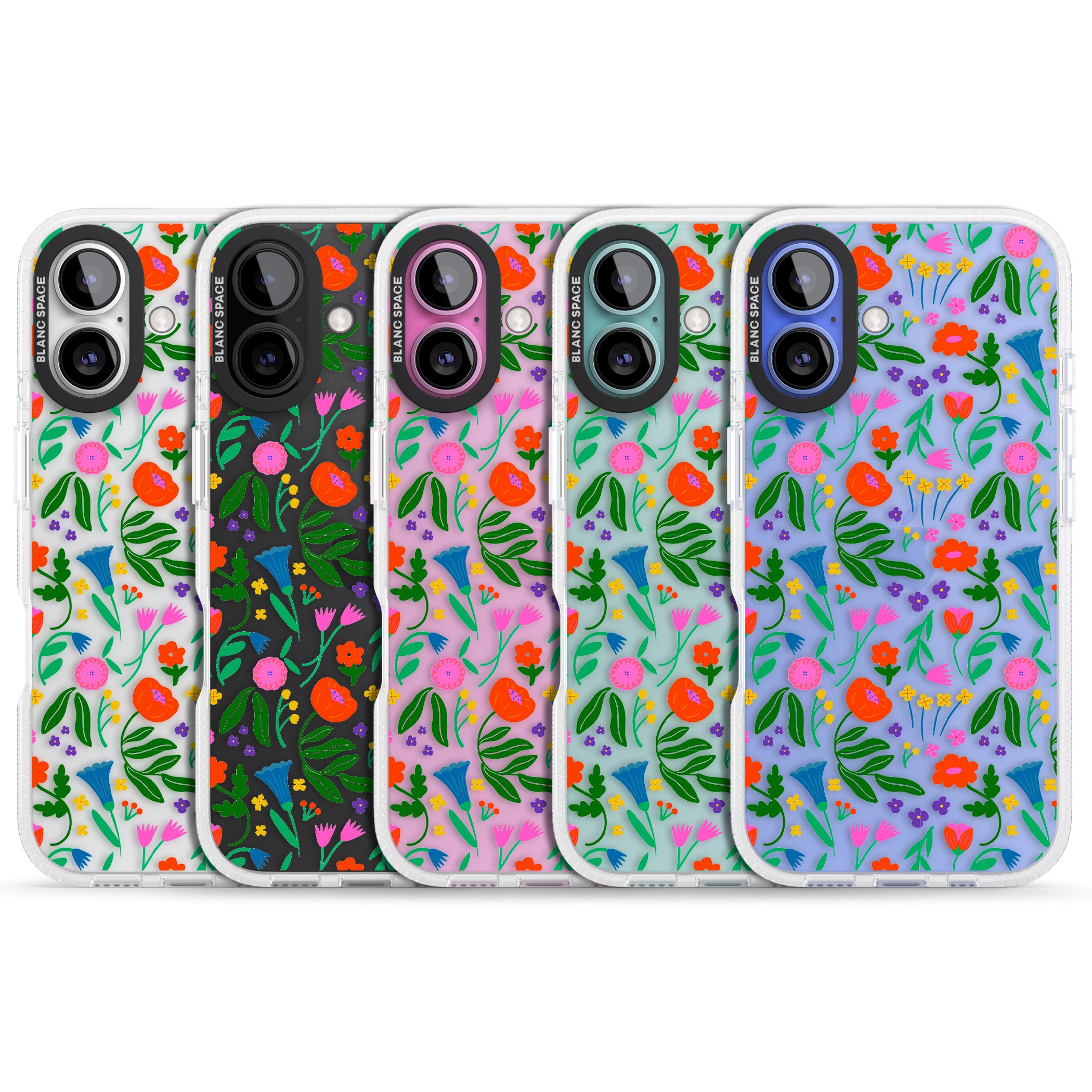 Summer Floral Fiesta iPhone 16 / 16 Plus Clear Case Impact Air - Blanc Space