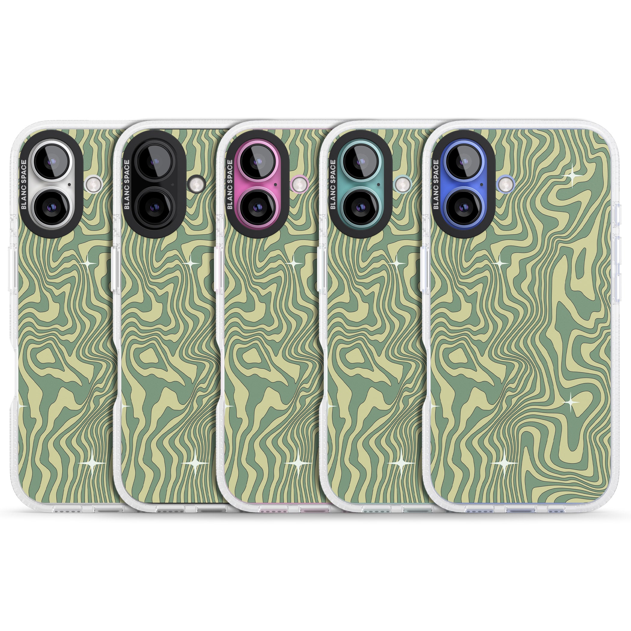 Green Abstract Wave iPhone 16 / 16 Plus Clear Case Impact Air - Blanc Space