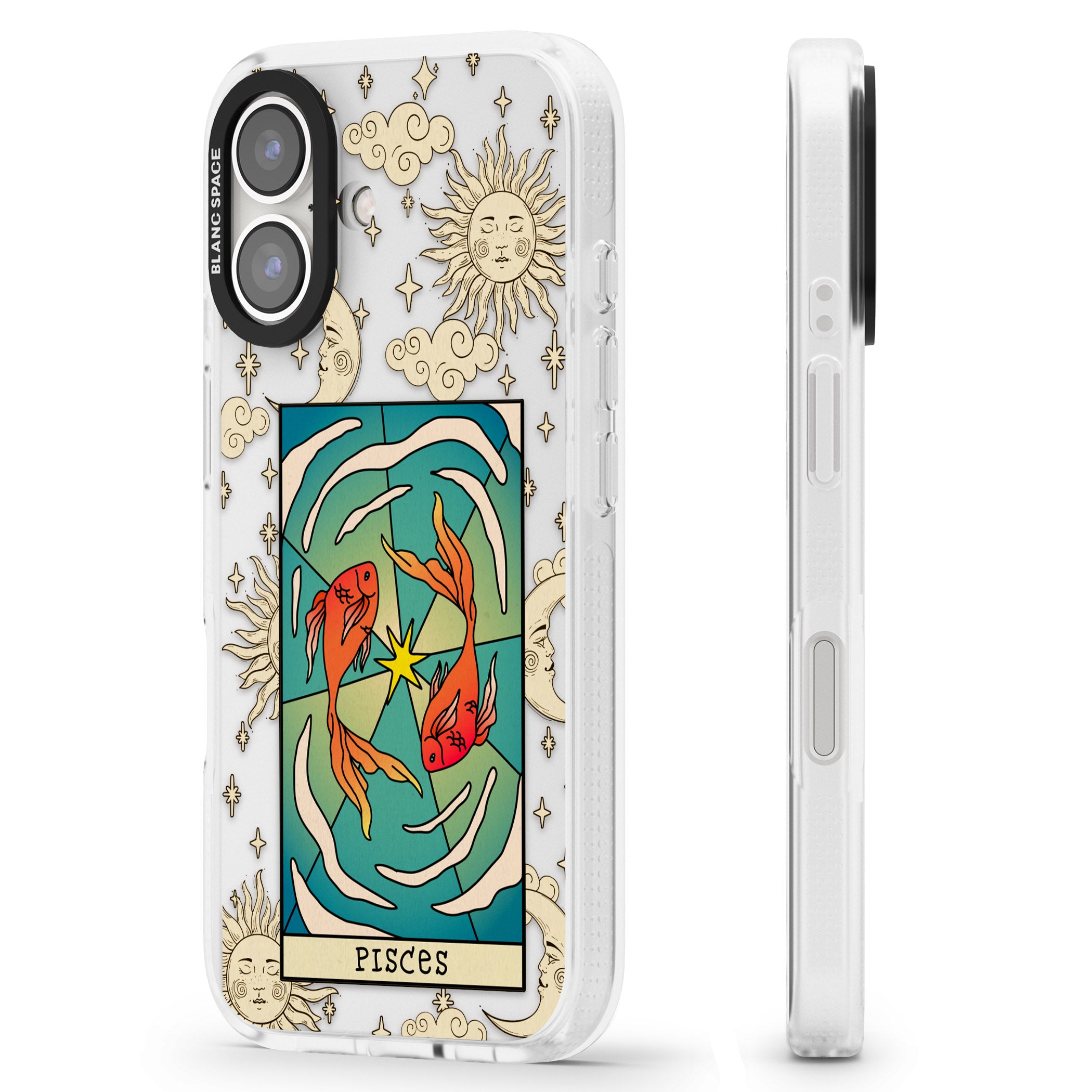 Celestial Zodiac - Pisces iPhone 16 / 16 Plus Clear Case Impact Air - Blanc Space