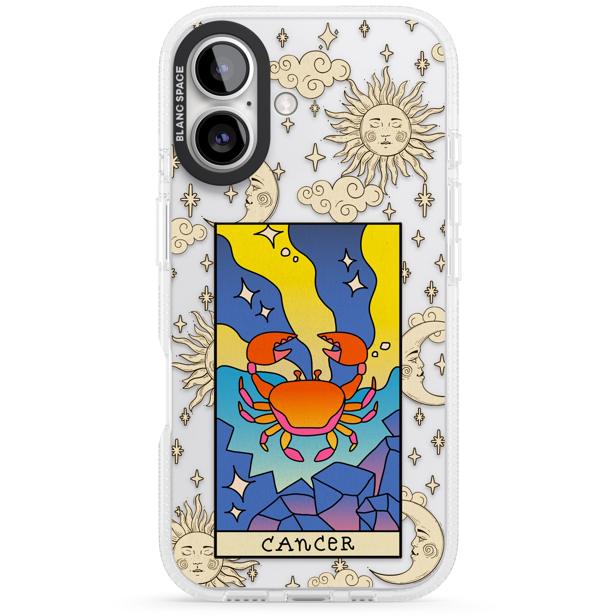 Celestial Zodiac - Cancer iPhone 16 / 16 Plus Clear Case Impact Air - Blanc Space