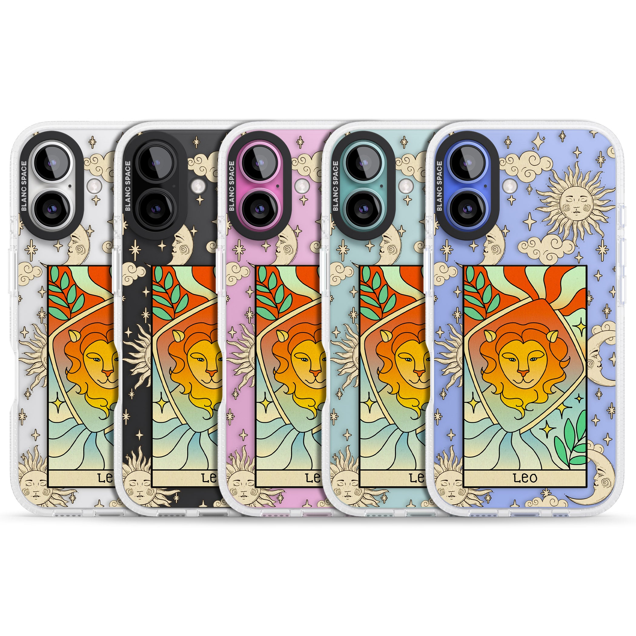 Celestial Zodiac - Leo iPhone 16 / 16 Plus Clear Case Impact Air - Blanc Space