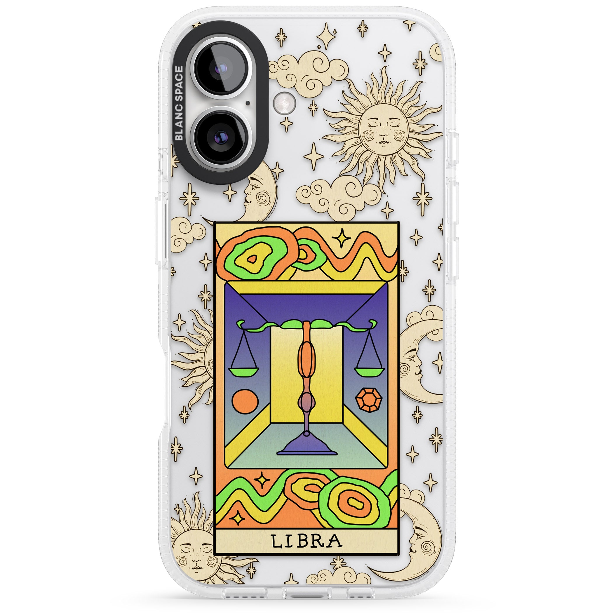 Celestial Zodiac - Libra iPhone 16 / 16 Plus Clear Case Impact Air - Blanc Space