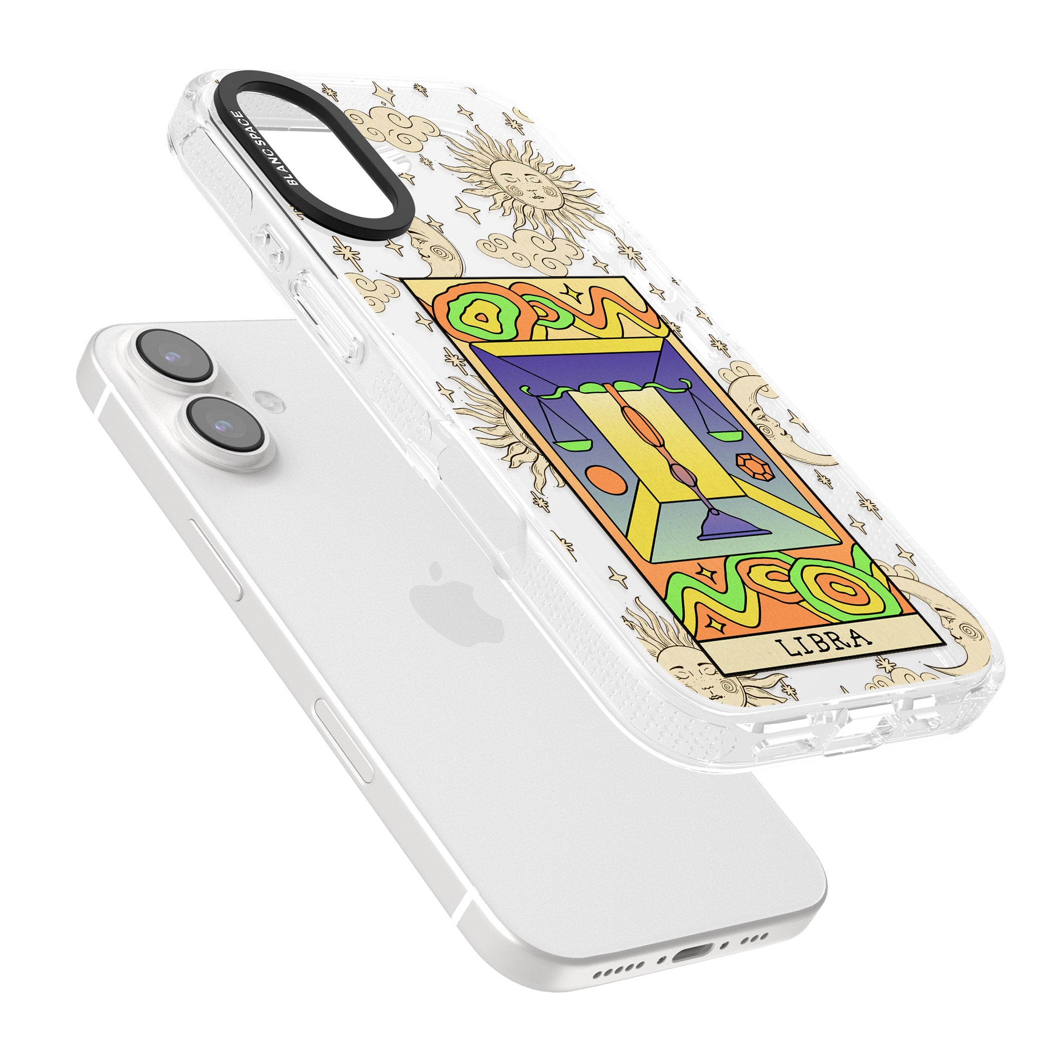 Celestial Zodiac - Libra iPhone 16 / 16 Plus Clear Case Impact Air - Blanc Space