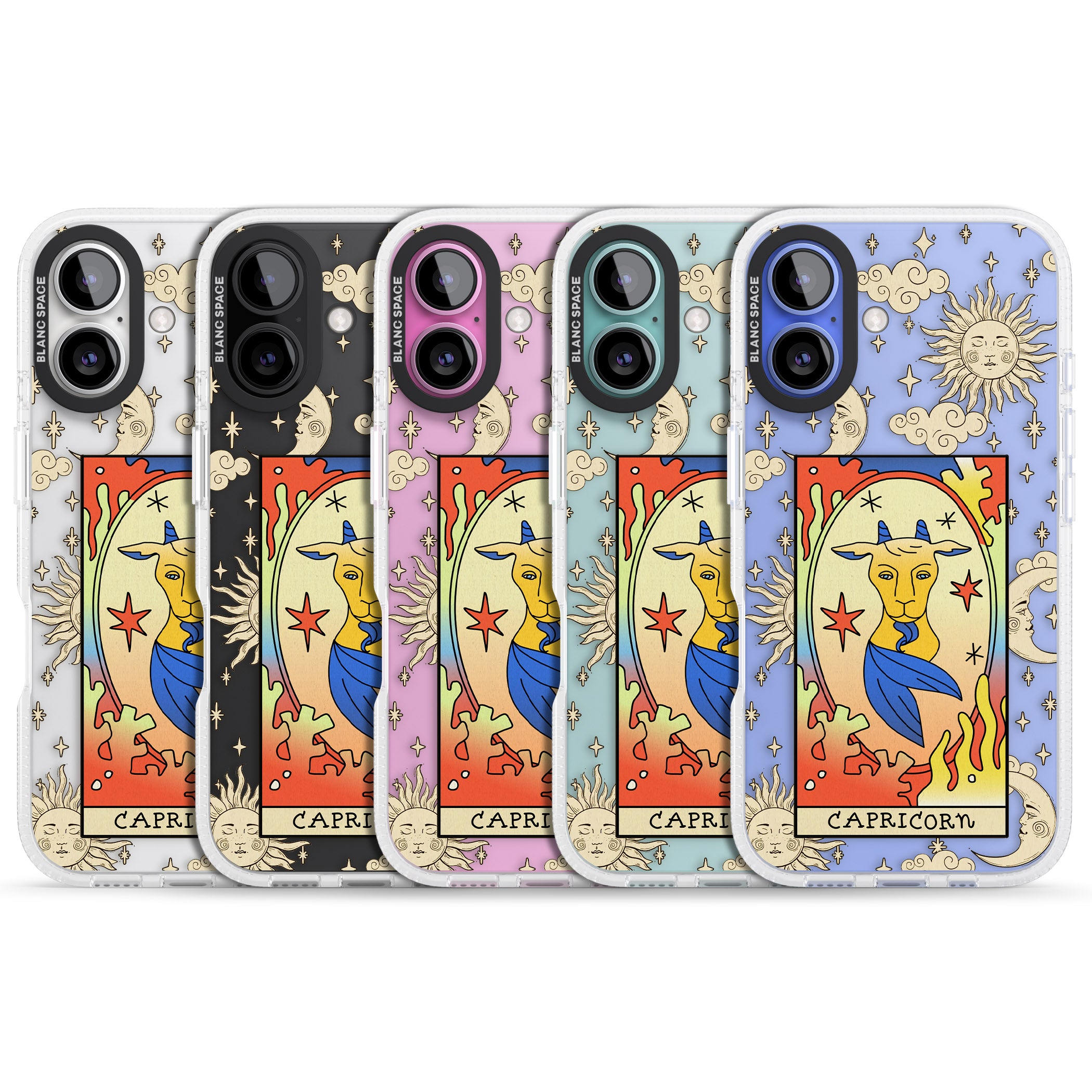 Celestial Zodiac - Capricorn iPhone 16 / 16 Plus Clear Case Impact Air - Blanc Space