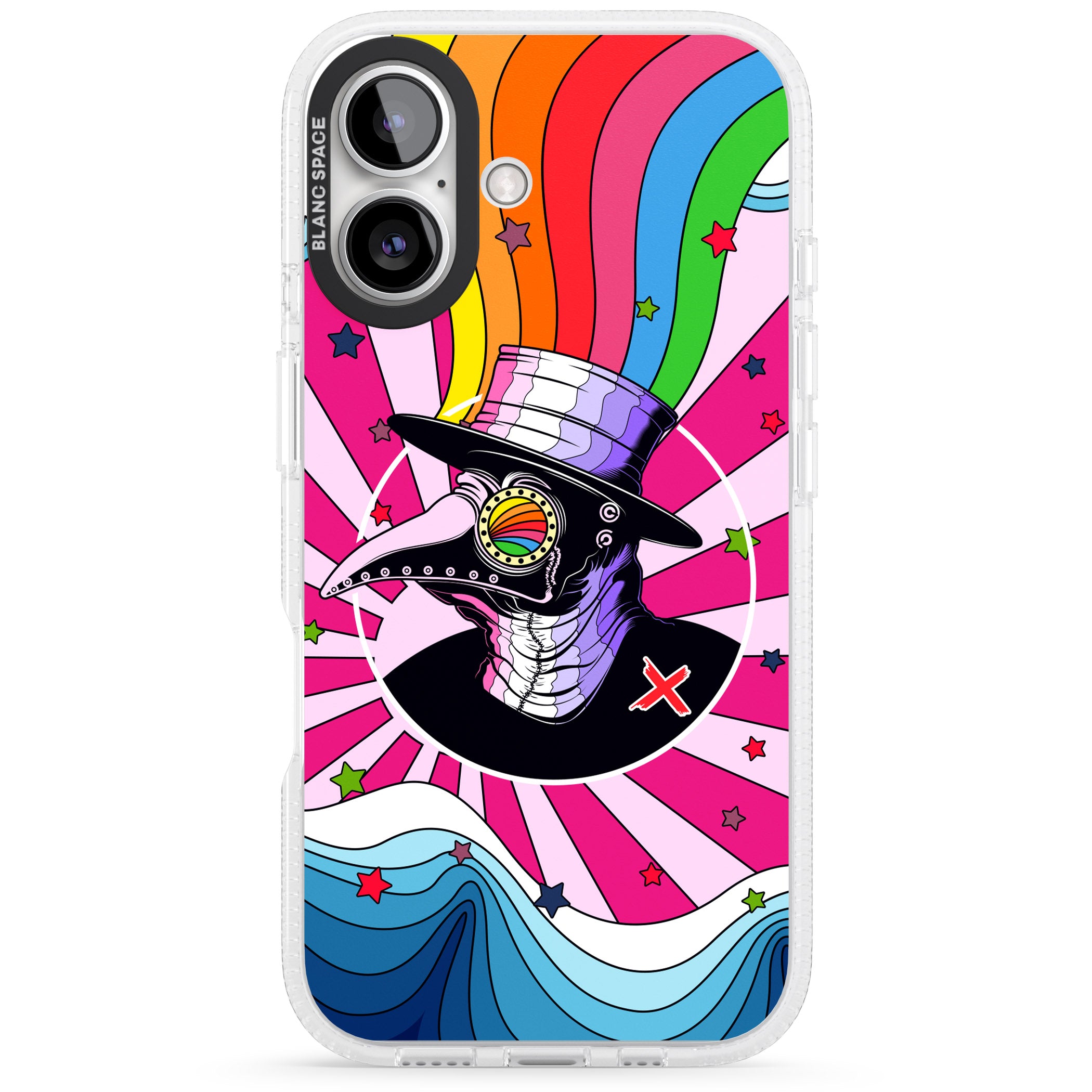 Plague Doctor Passion iPhone 16 / 16 Plus Clear Case Impact Air - Blanc Space