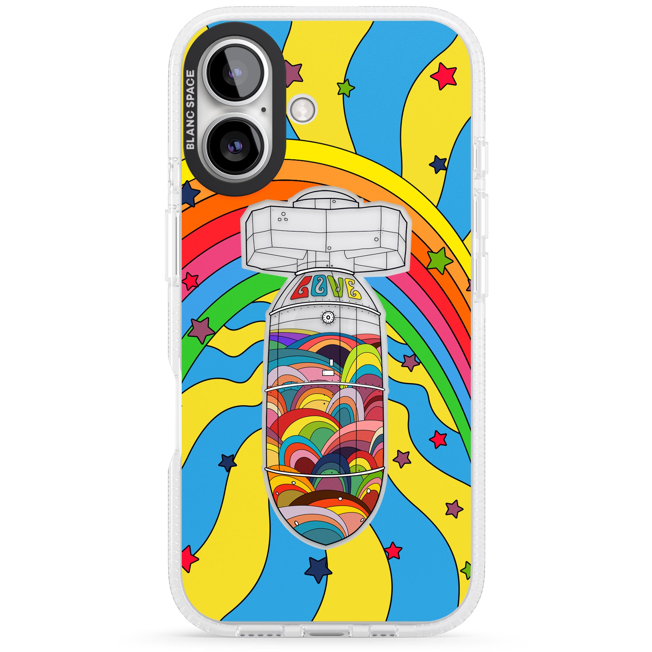 Love Bomb iPhone 16 / 16 Plus Clear Case Impact Air - Blanc Space