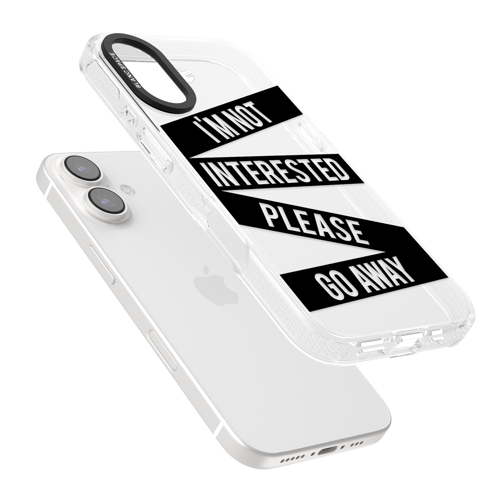 Black Stripes I'm Not Interested iPhone 16 / 16 Plus Clear Case Impact Air - Blanc Space