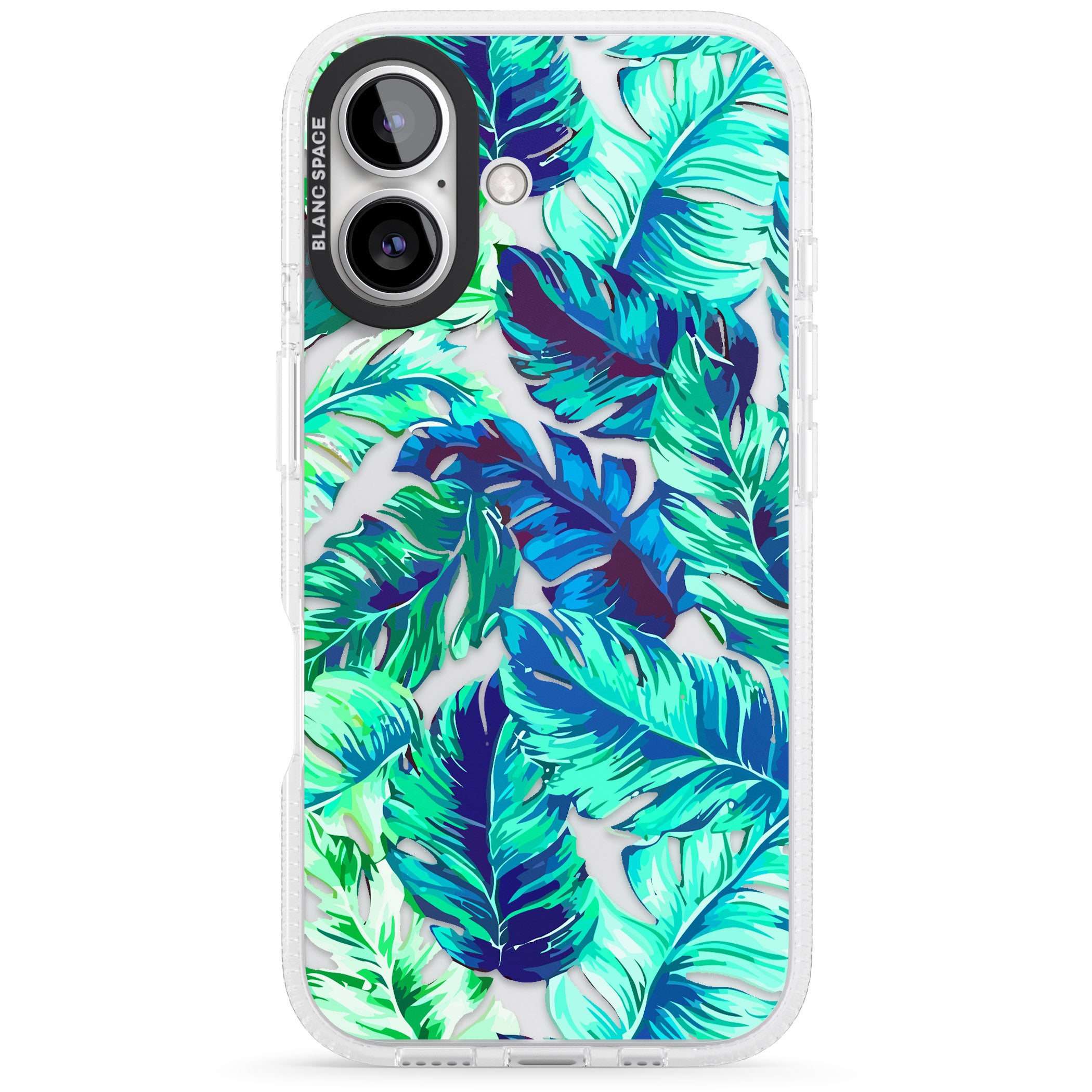 Tropical Palms iPhone 16 / 16 Plus Clear Case Impact Air - Blanc Space