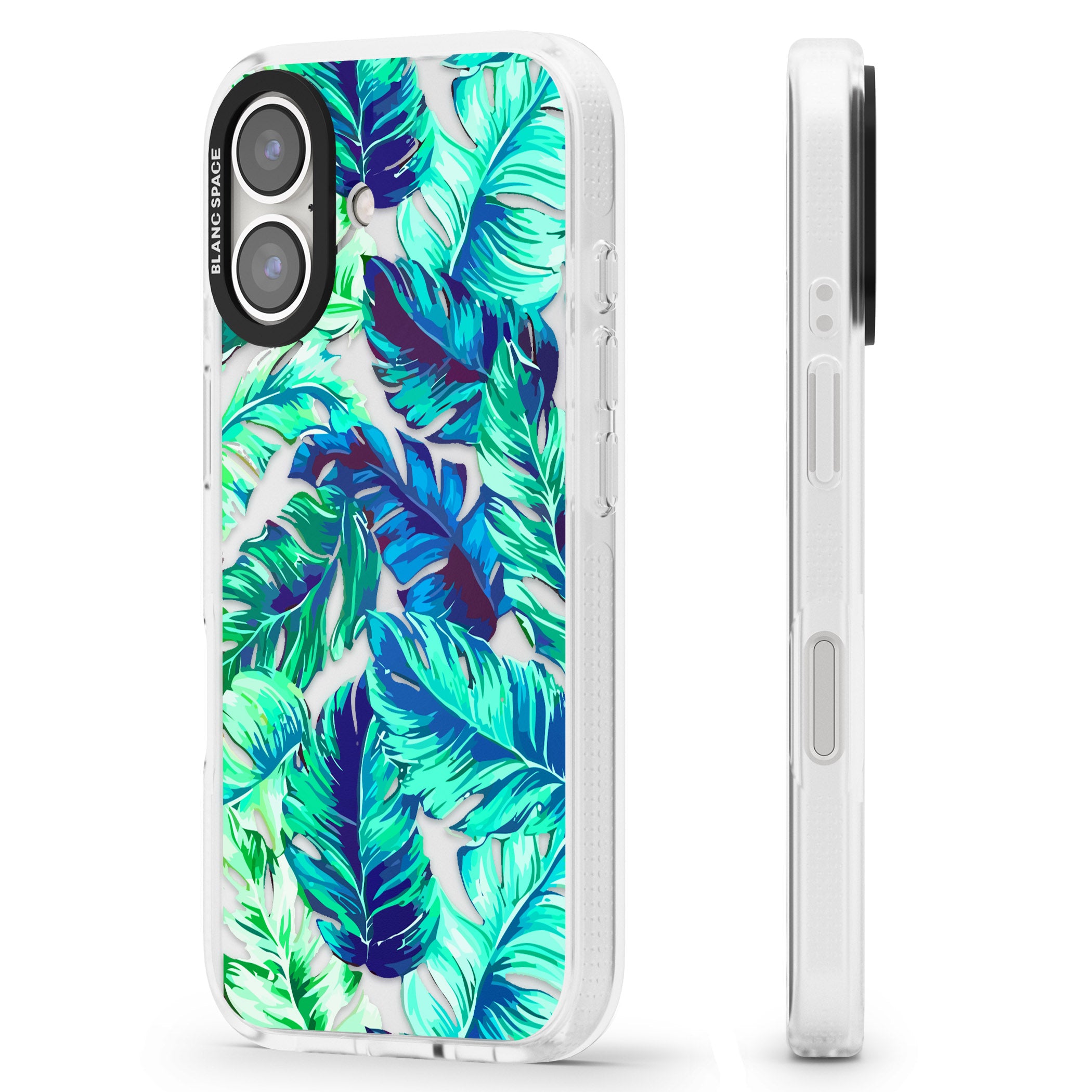 Tropical Palms iPhone 16 / 16 Plus Clear Case Impact Air - Blanc Space