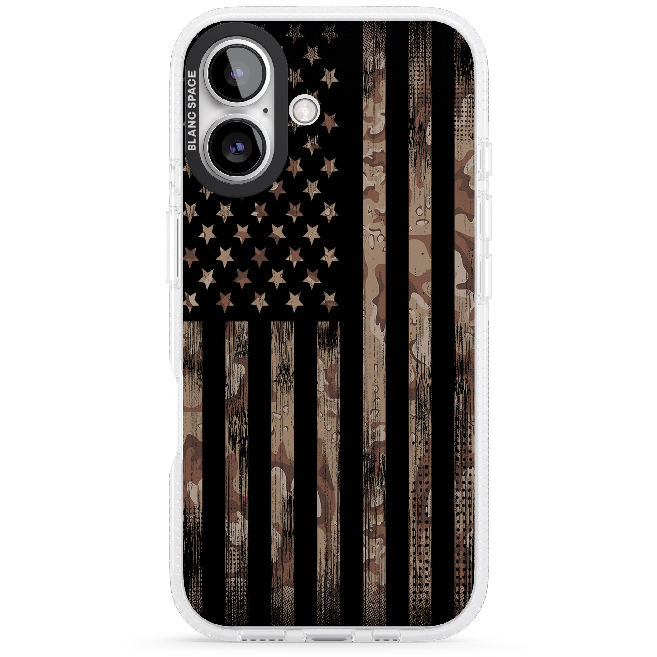 American Flag Camo iPhone 16 / 16 Plus Clear Case Impact Air - Blanc Space