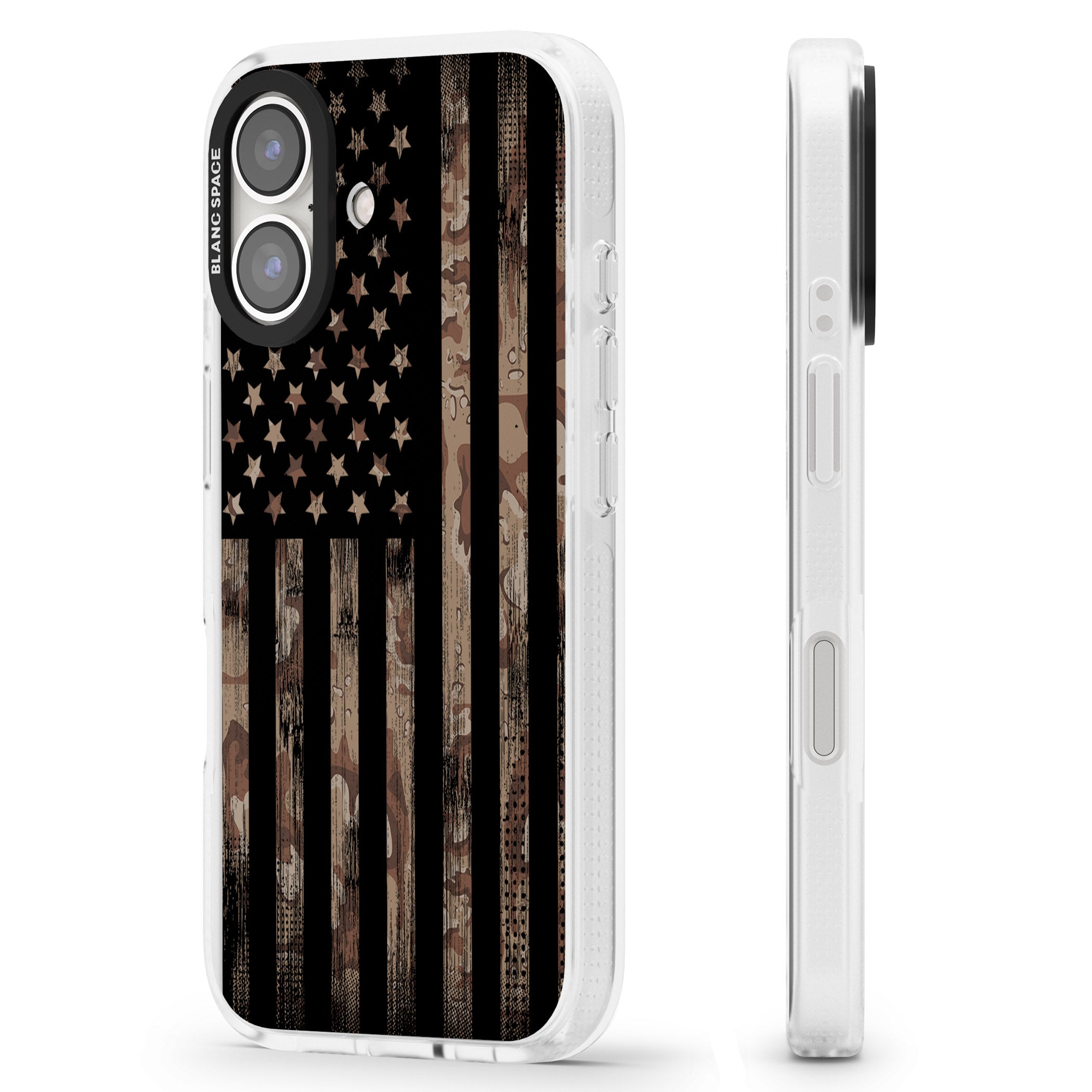 American Flag Camo iPhone 16 / 16 Plus Clear Case Impact Air - Blanc Space