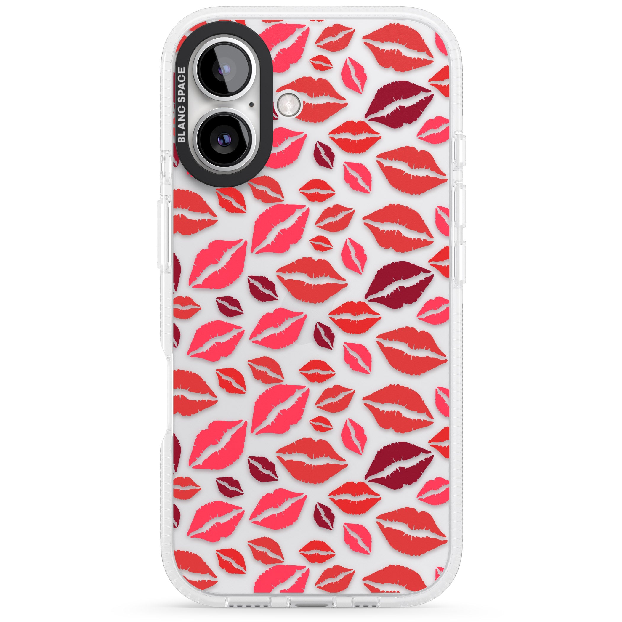 Lips Pattern iPhone 16 / 16 Plus Clear Case Impact Air - Blanc Space