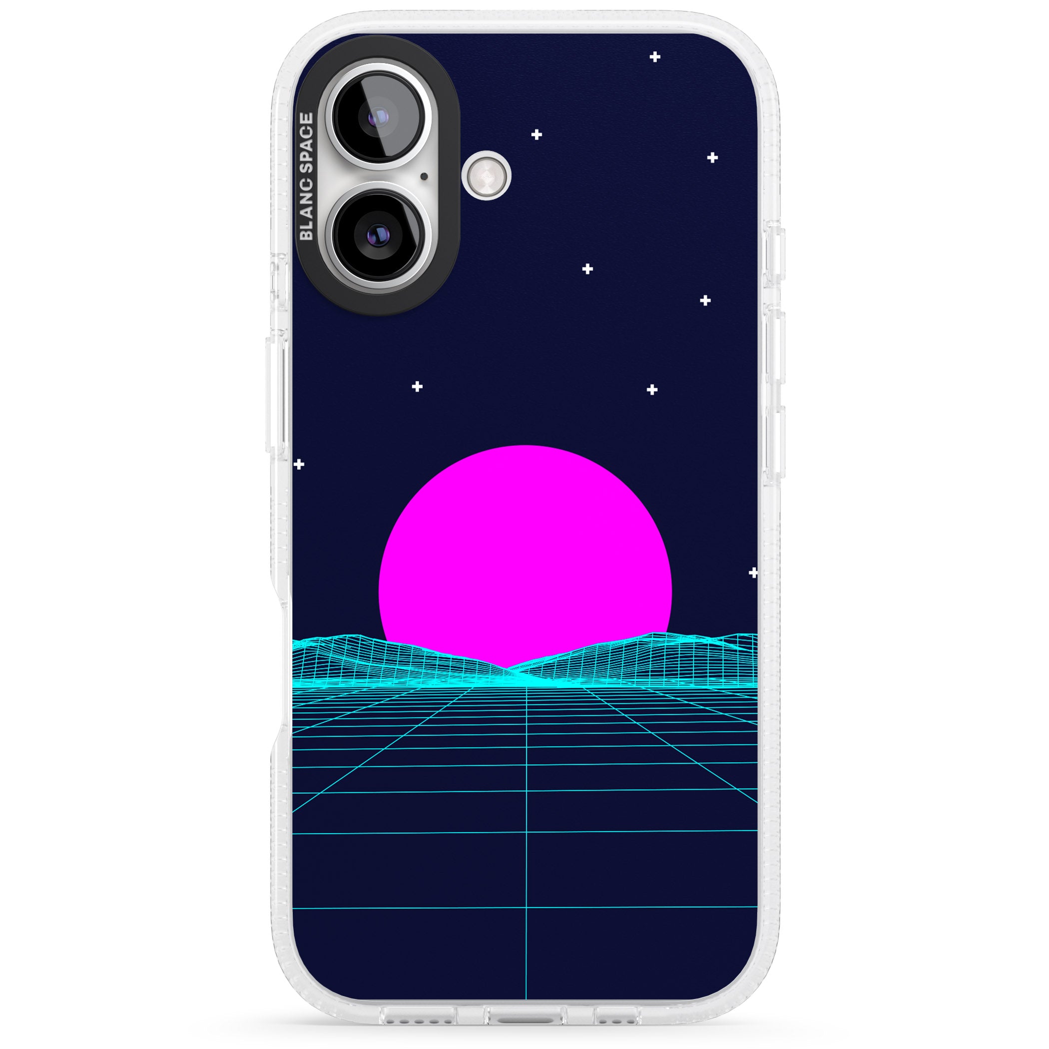 Miami Sunset Vaporwave iPhone 16 / 16 Plus Clear Case Impact Air - Blanc Space