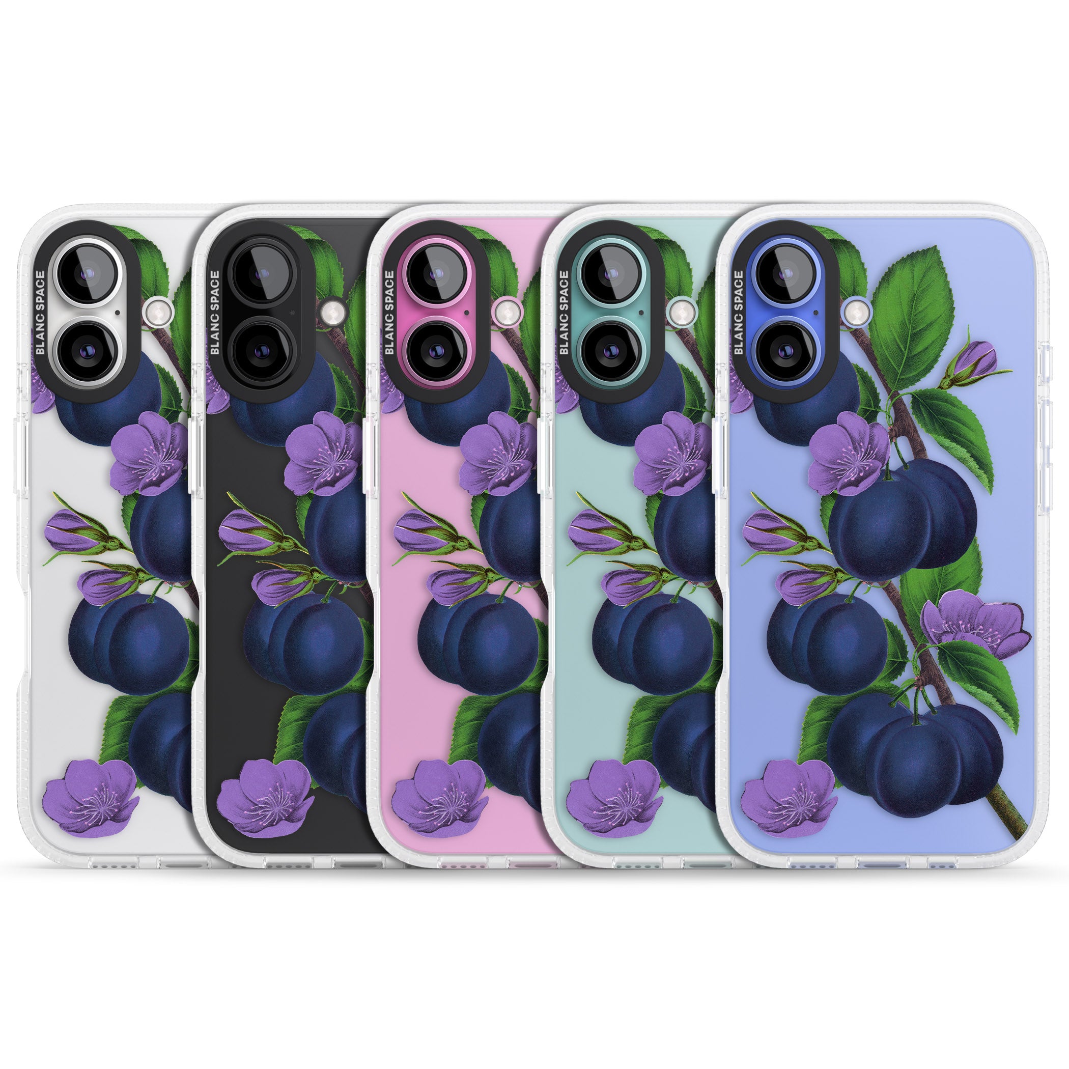 Vintage Painted Plums iPhone 16 / 16 Plus Clear Case Impact Air - Blanc Space