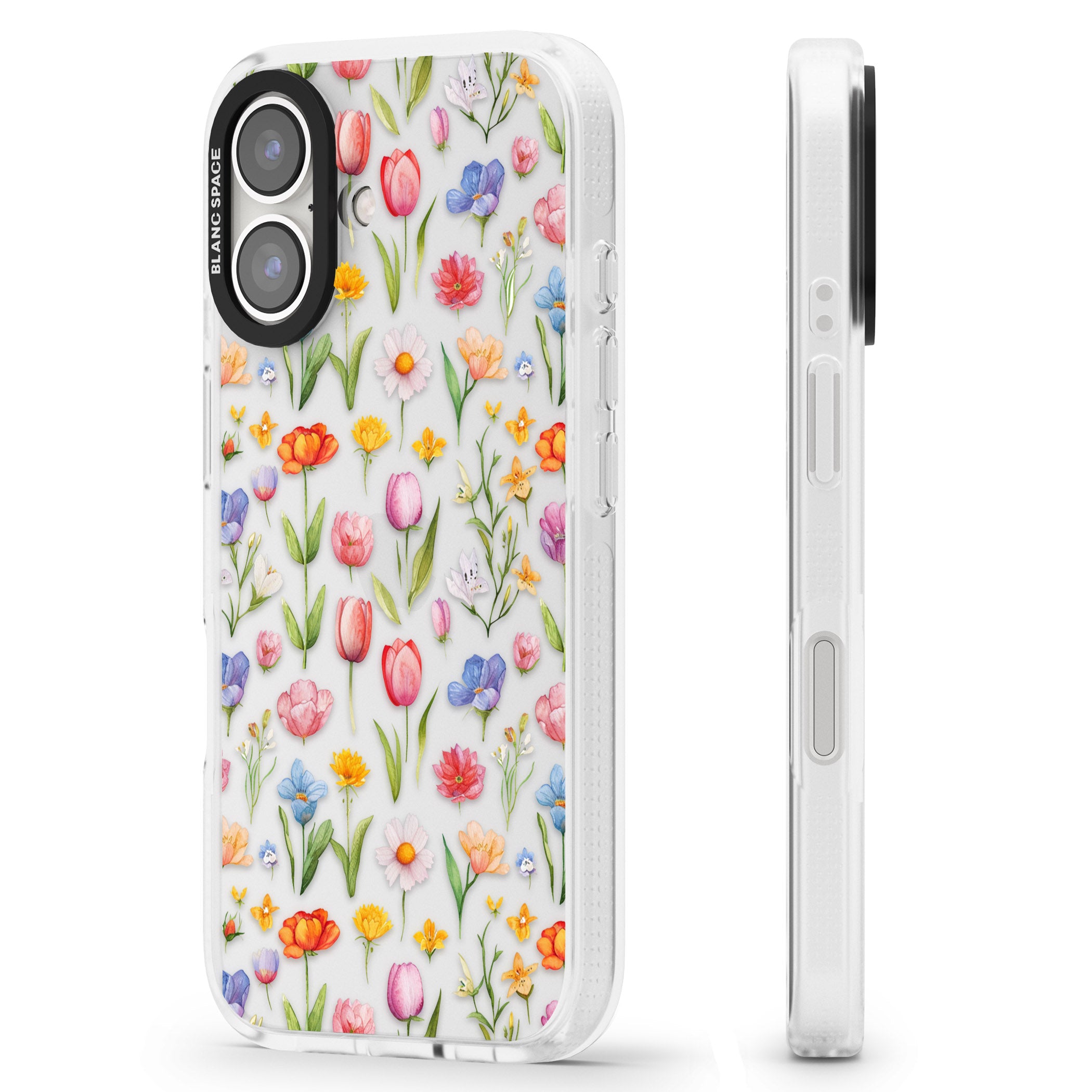 Small Flower Mix iPhone 16 / 16 Plus Clear Case Impact Air - Blanc Space