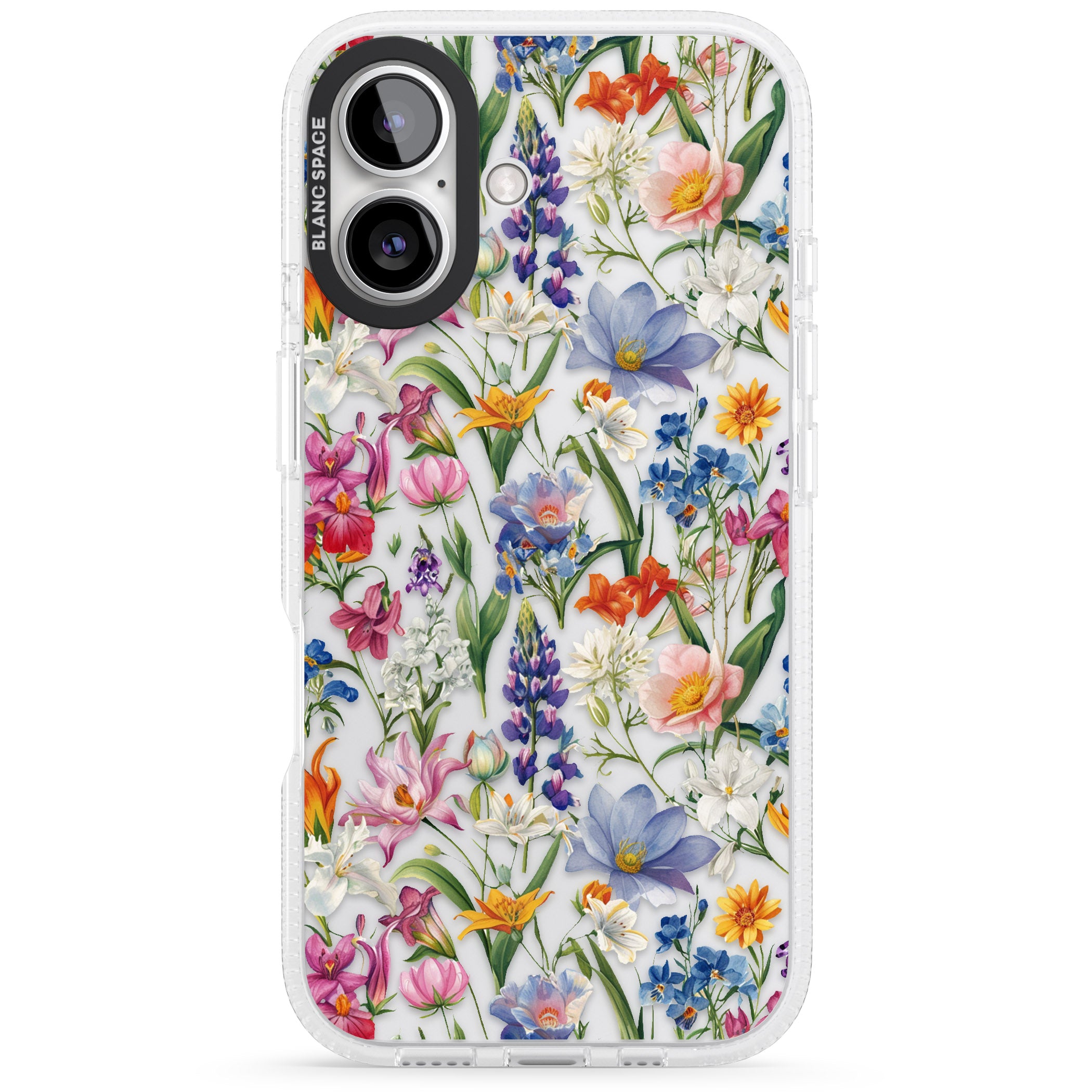 Vintage Wildflowers iPhone 16 / 16 Plus Clear Case Impact Air - Blanc Space