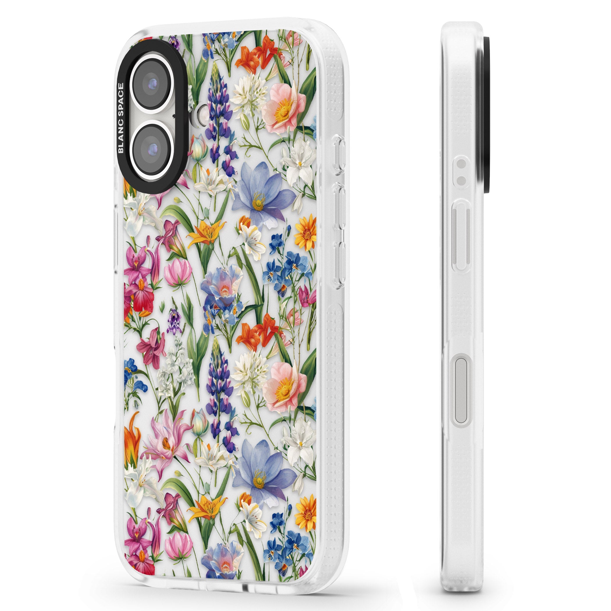 Vintage Wildflowers iPhone 16 / 16 Plus Clear Case Impact Air - Blanc Space