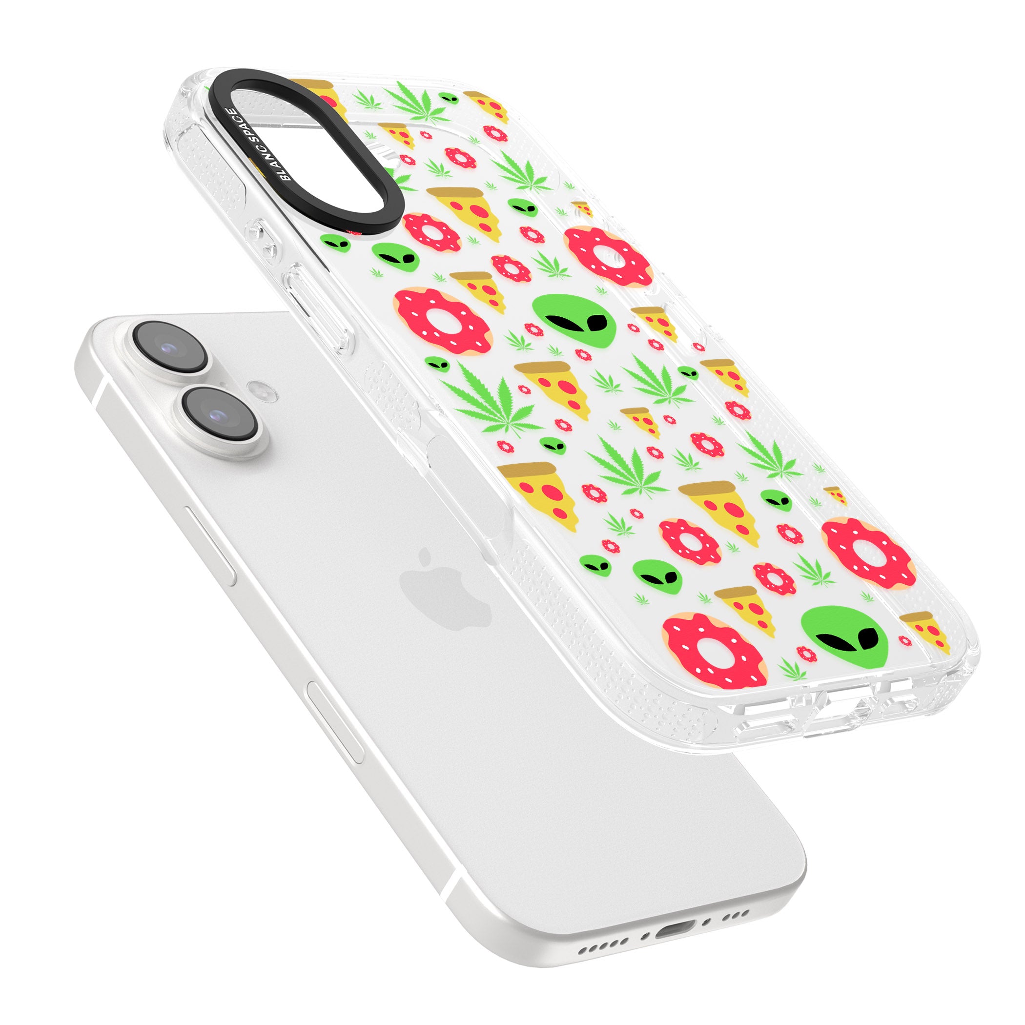 Martians & Munchies iPhone 16 / 16 Plus Clear Case Impact Air - Blanc Space