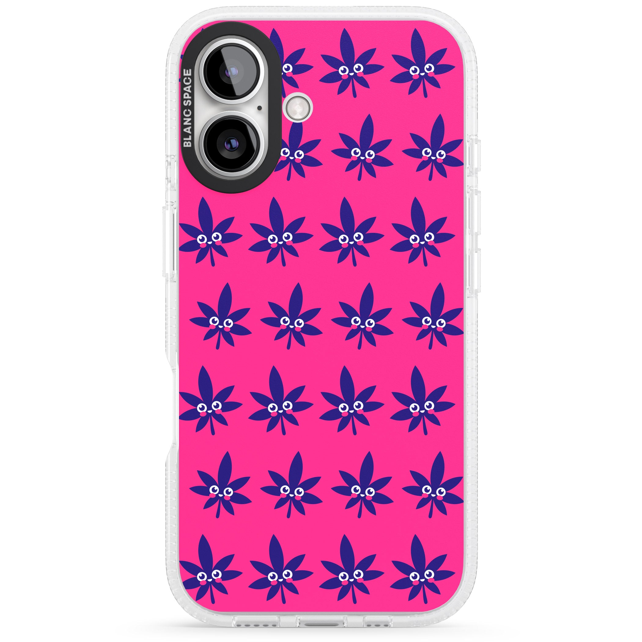 Pink Sativa iPhone 16 / 16 Plus Clear Case Impact Air - Blanc Space