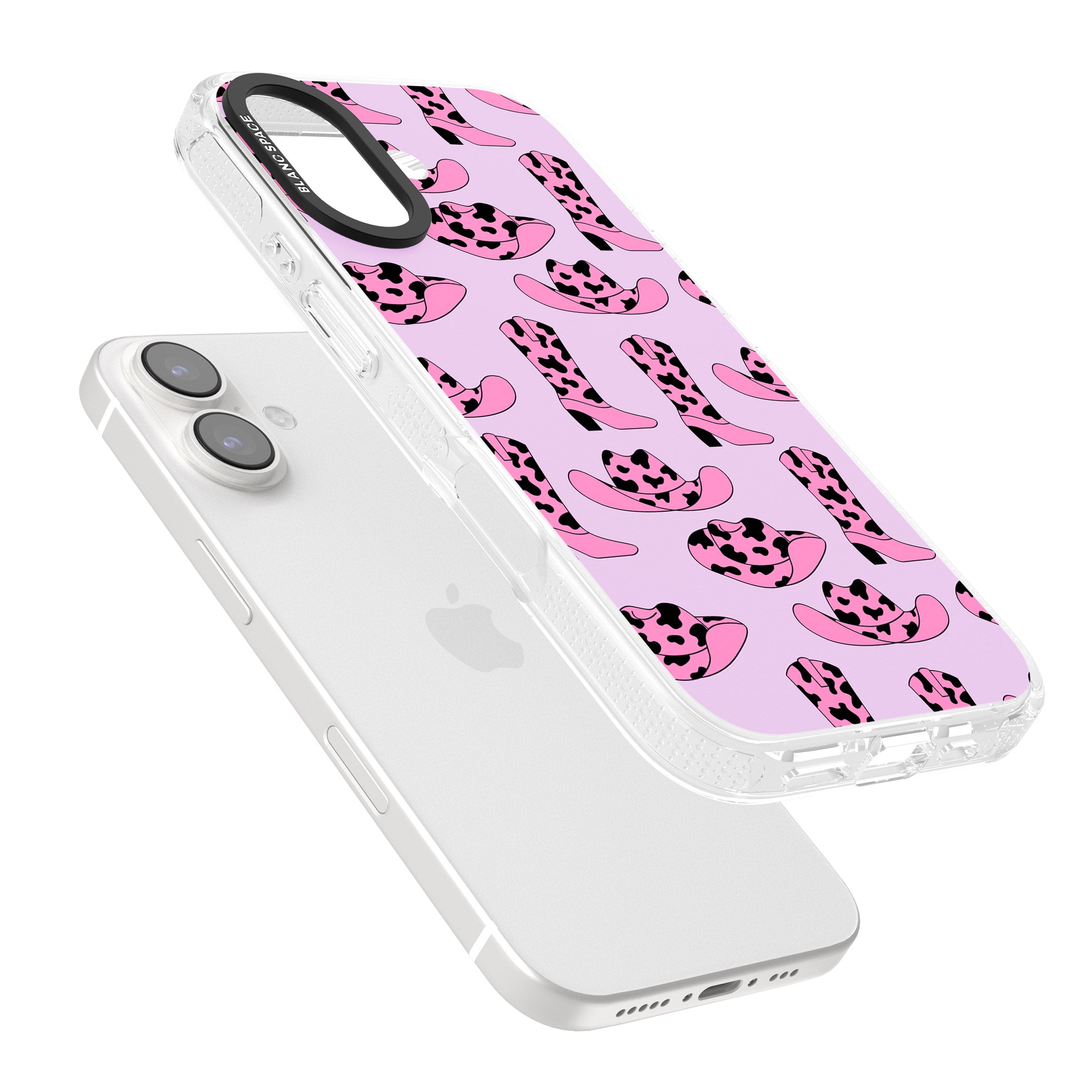 Cow-Girl Pattern iPhone 16 / 16 Plus Clear Case Impact Air - Blanc Space