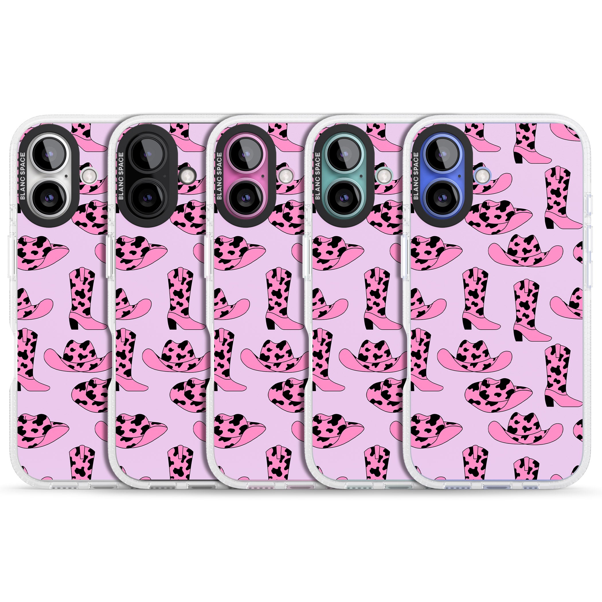 Cow-Girl Pattern iPhone 16 / 16 Plus Clear Case Impact Air - Blanc Space