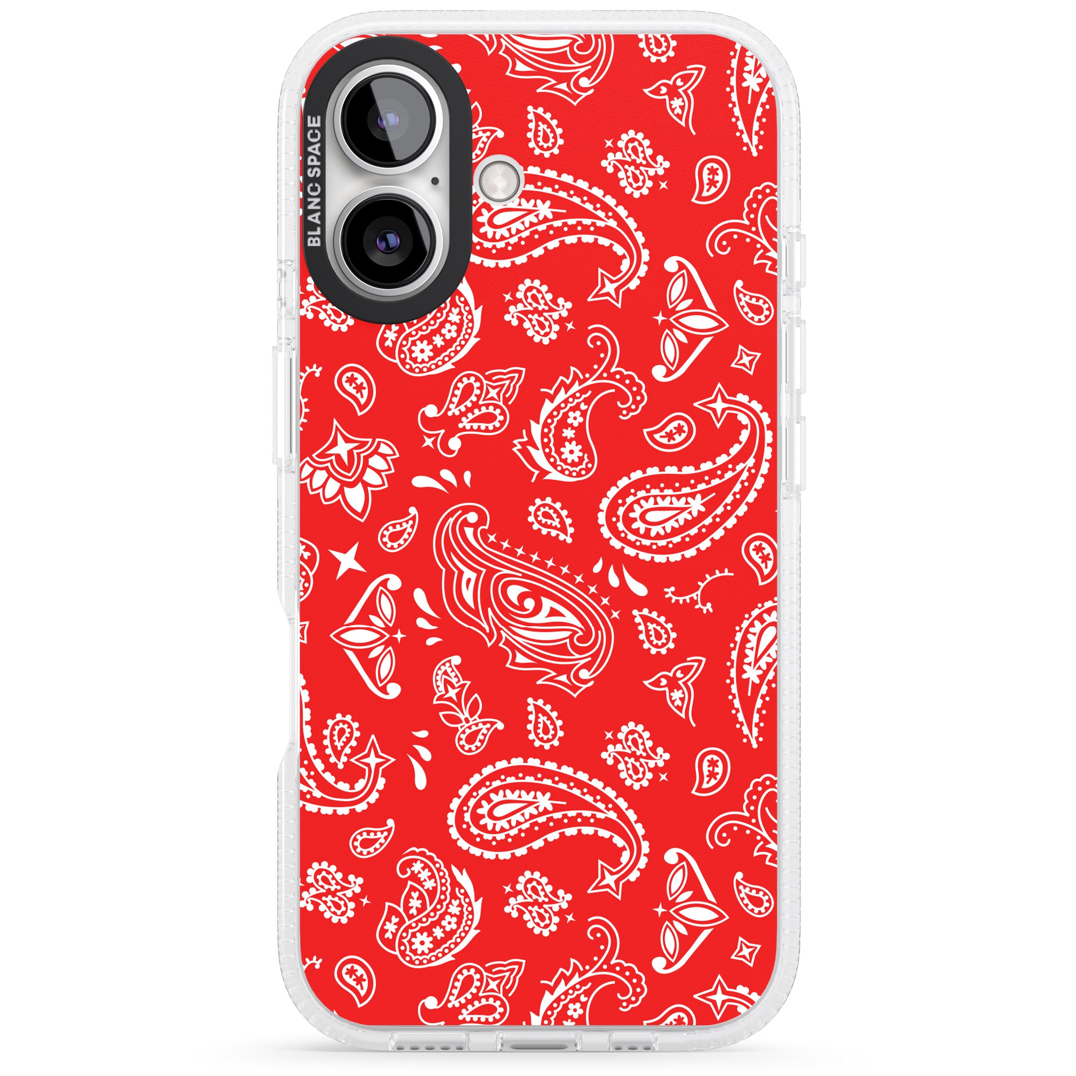 Red Bandana iPhone 16 / 16 Plus Clear Case Impact Air - Blanc Space