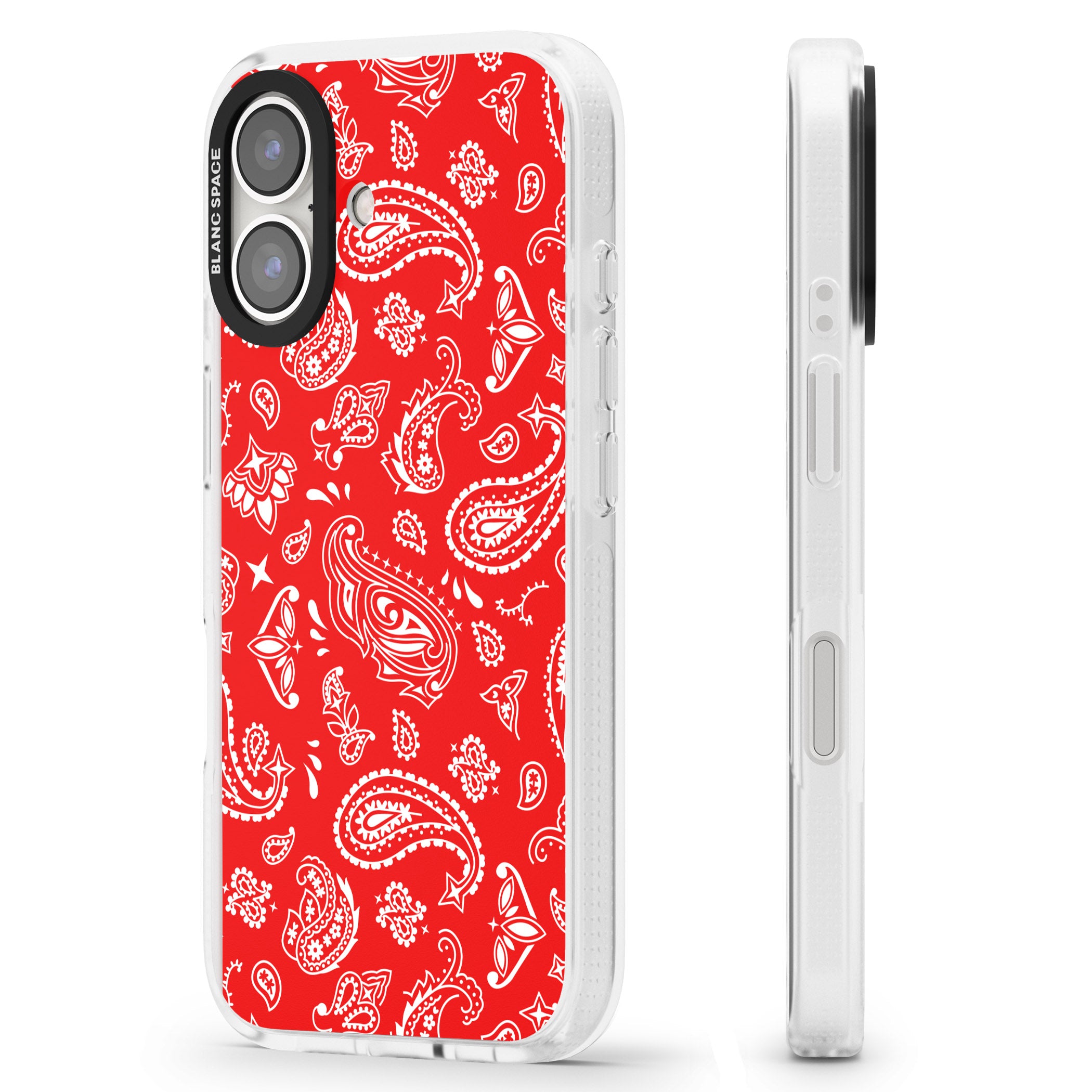 Red Bandana iPhone 16 / 16 Plus Clear Case Impact Air - Blanc Space