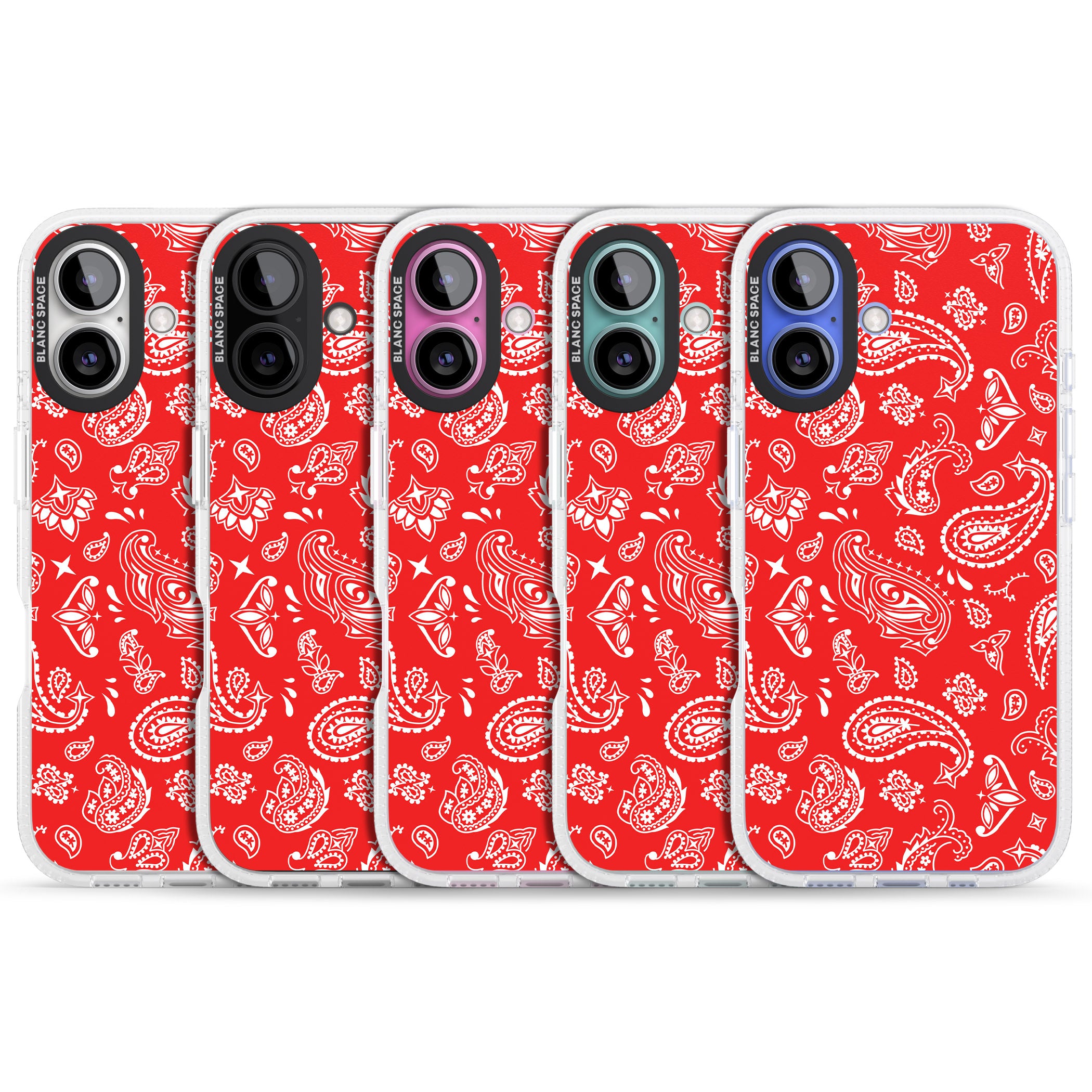 Red Bandana iPhone 16 / 16 Plus Clear Case Impact Air - Blanc Space