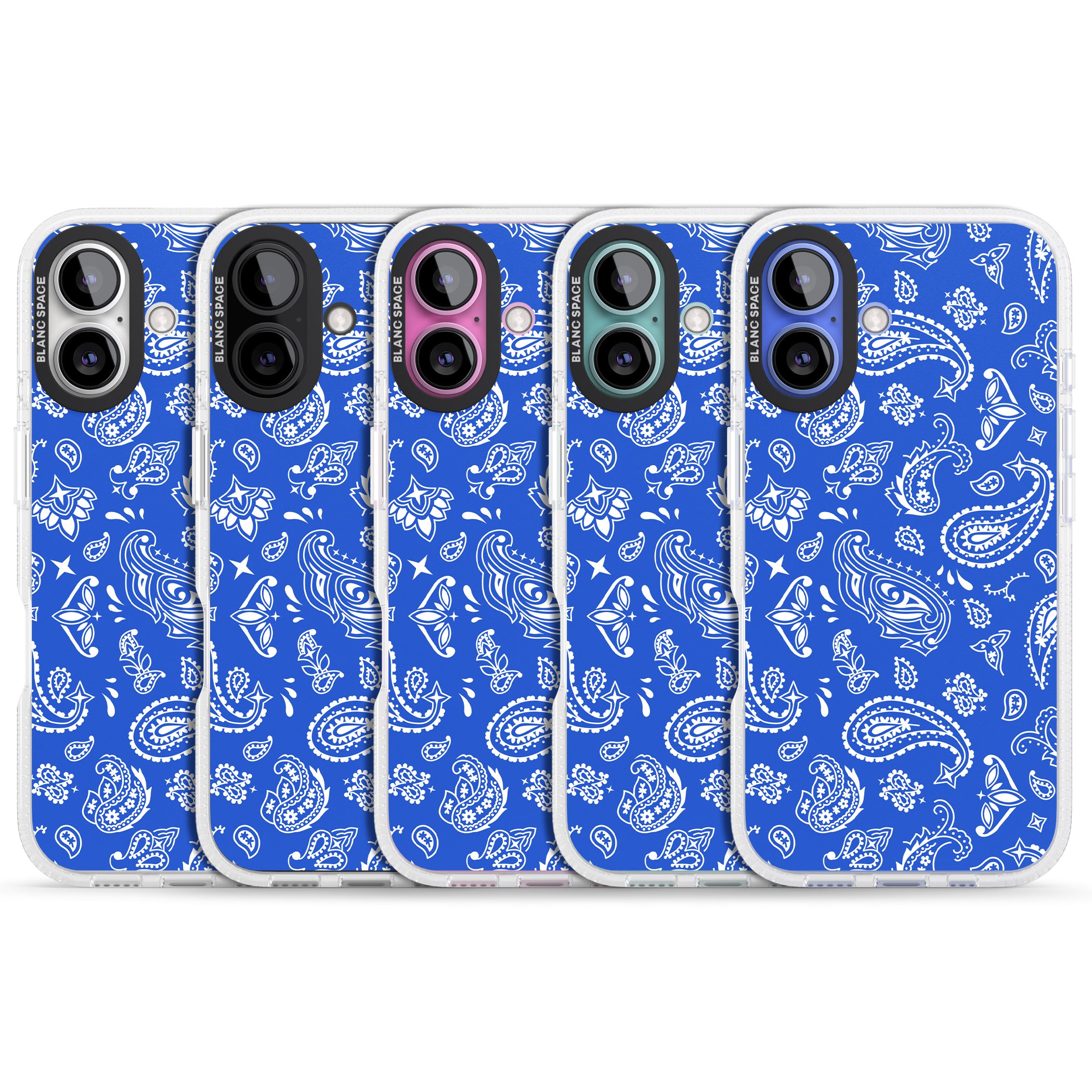 Blue Bandana iPhone 16 / 16 Plus Clear Case Impact Air - Blanc Space