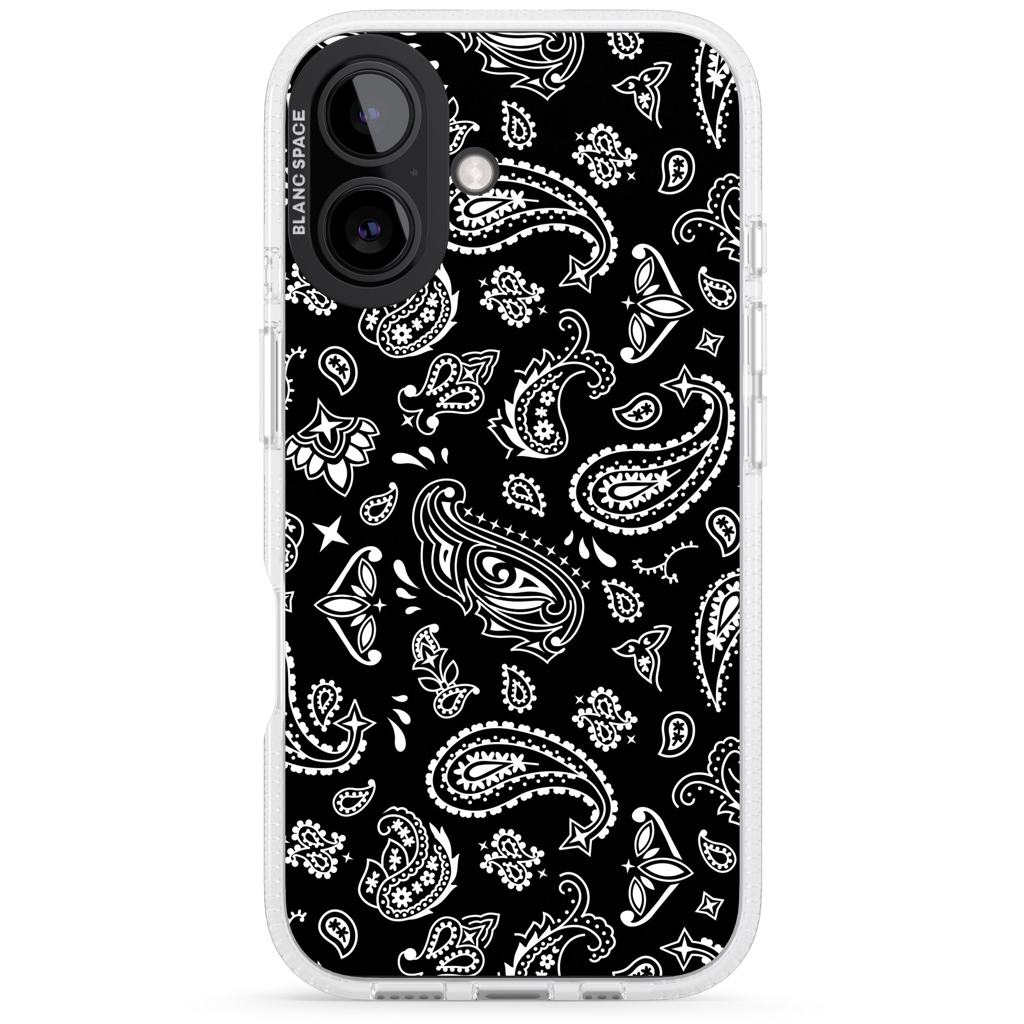 Black Bandana iPhone 16 / 16 Plus Clear Case Impact Air - Blanc Space