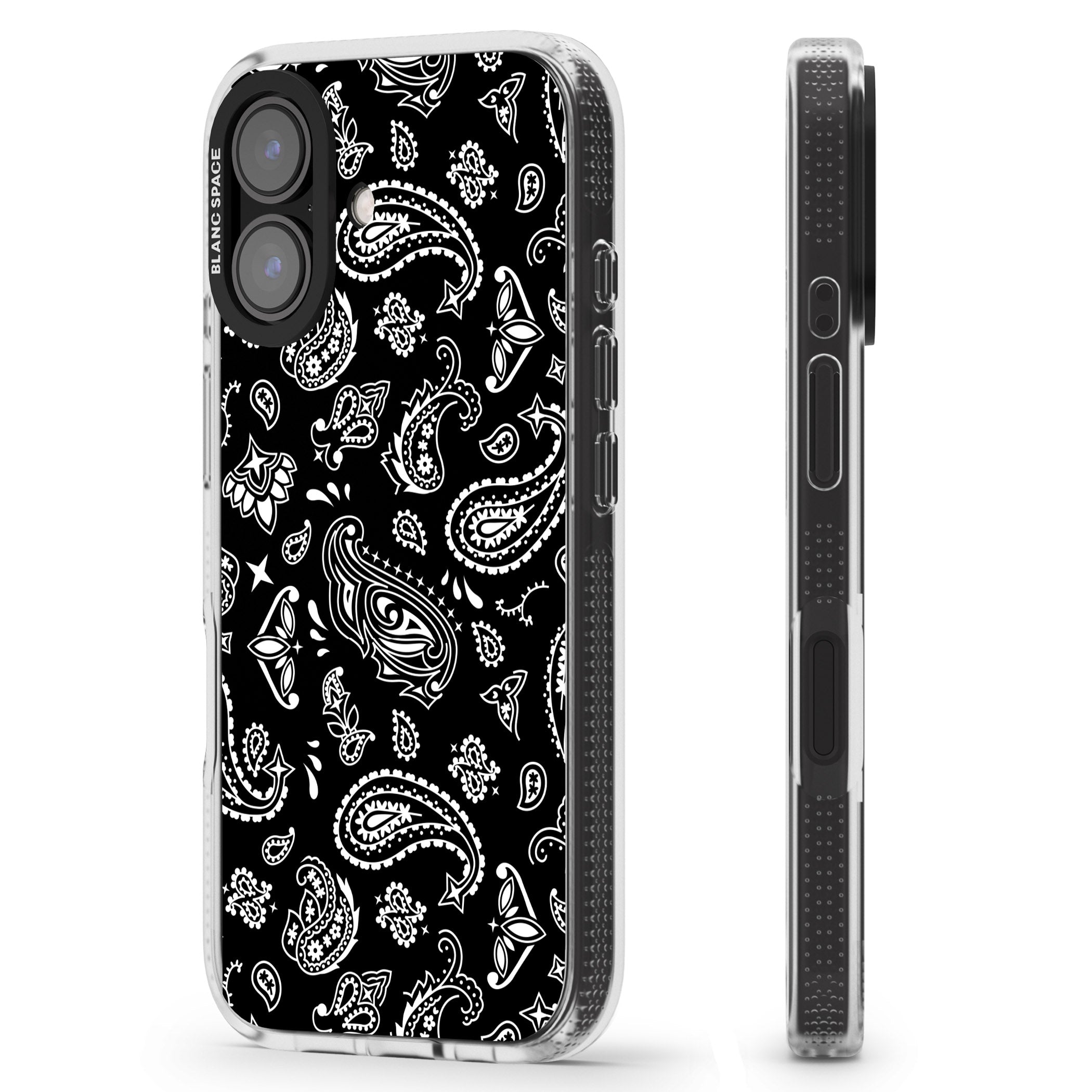 Black Bandana iPhone 16 / 16 Plus Clear Case Impact Air - Blanc Space