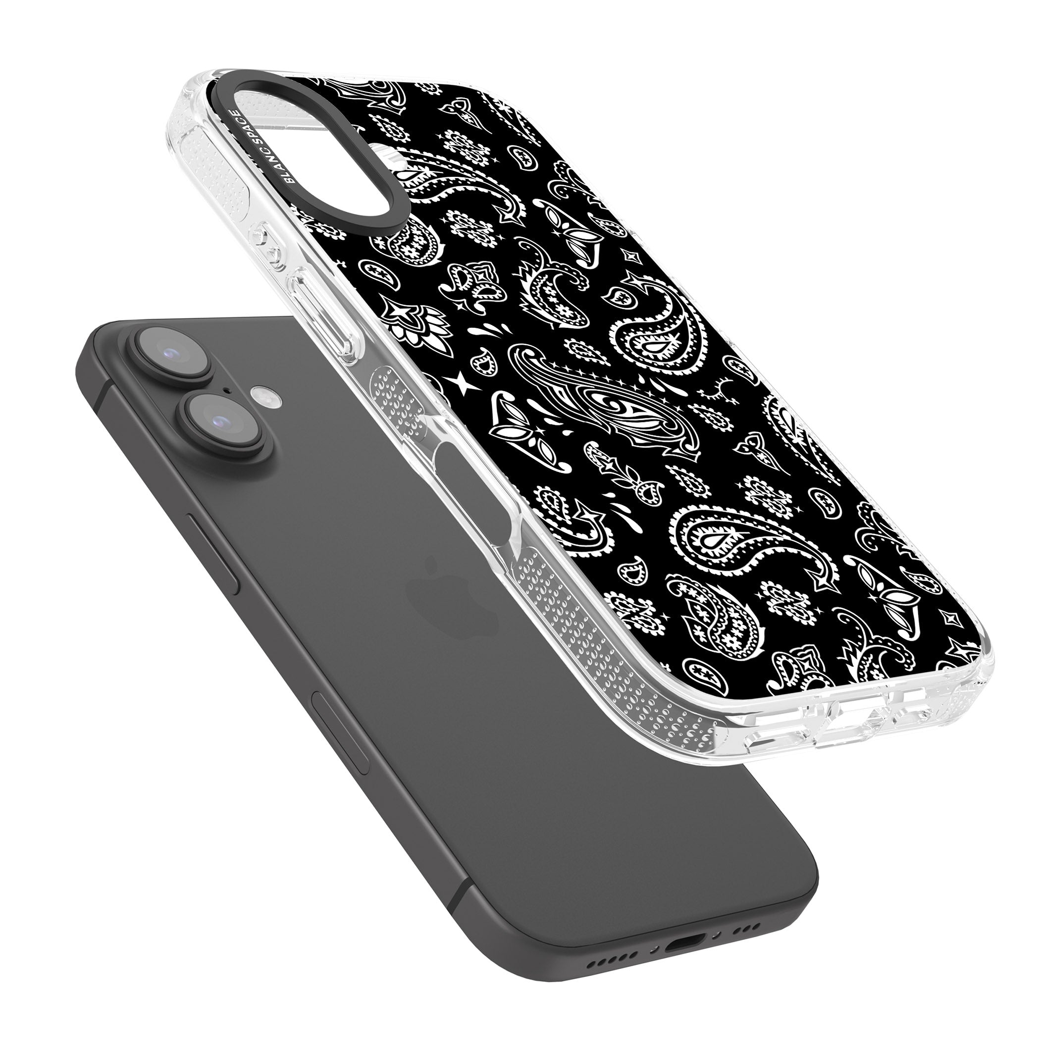 Black Bandana iPhone 16 / 16 Plus Clear Case Impact Air - Blanc Space