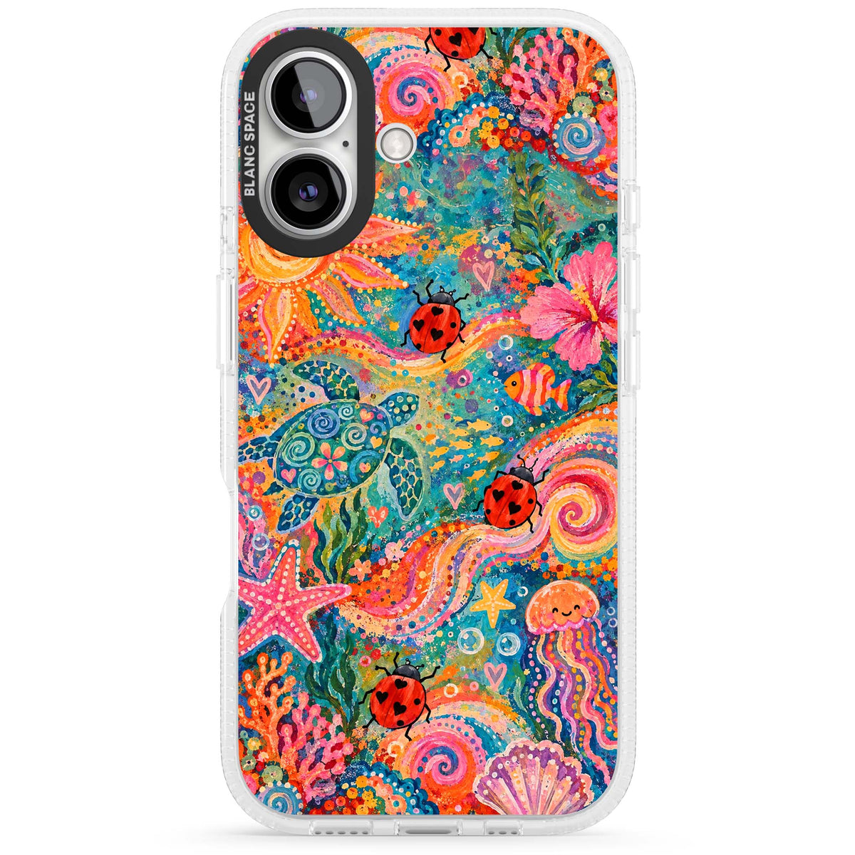 Coral Whimsy for her iPhone case | Clear Case Impact Air case for iPhone 16, iPhone 16 Plus