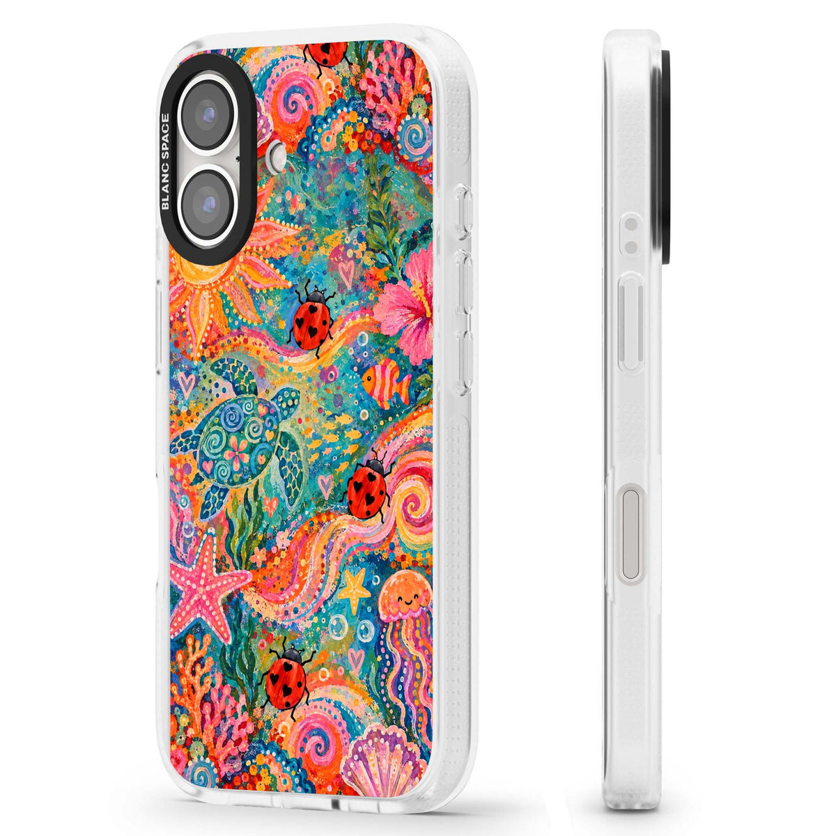 Coral Whimsy for her iPhone case | Clear Case Impact Air case for iPhone 16, iPhone 16 Plus