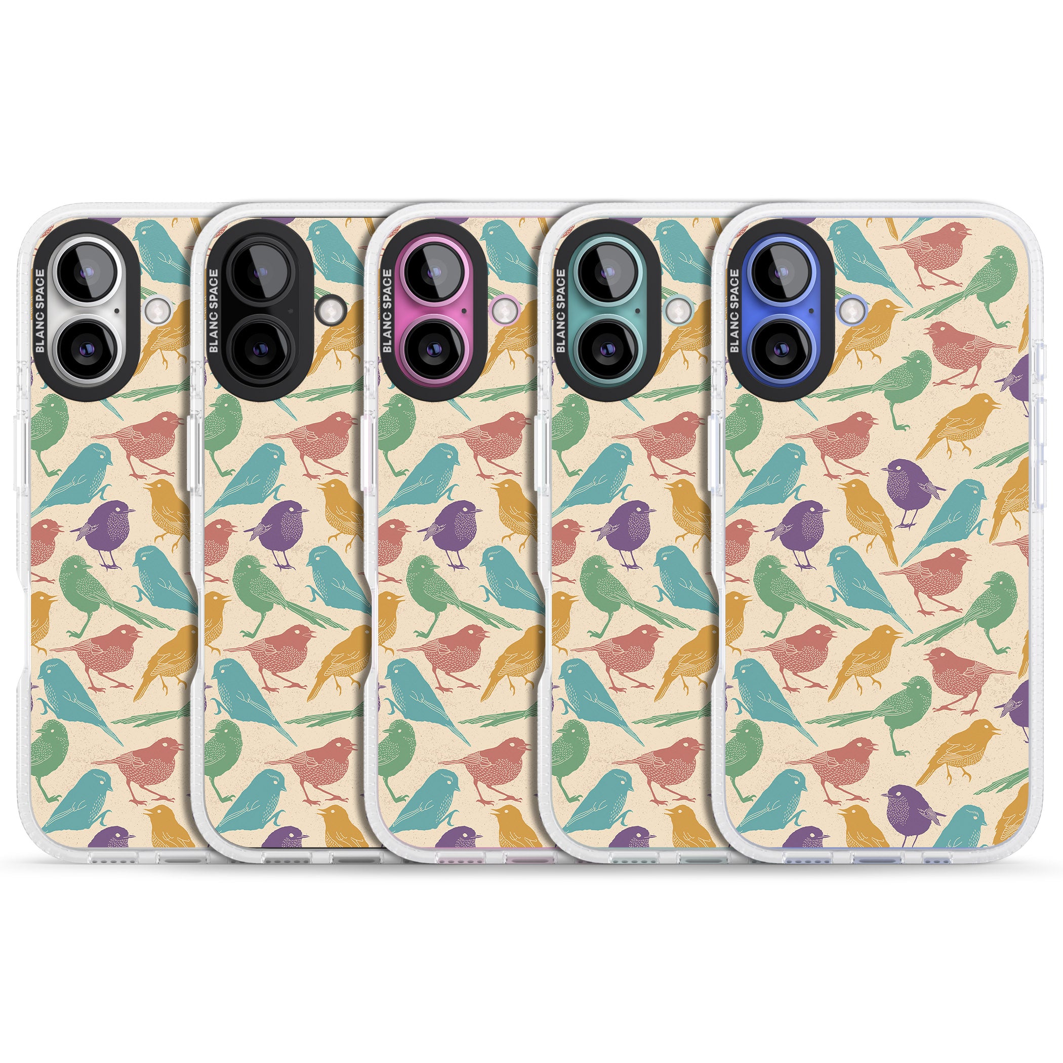 Colourful Feathered Friends Bird iPhone 16 / 16 Plus Clear Case Impact Air - Blanc Space