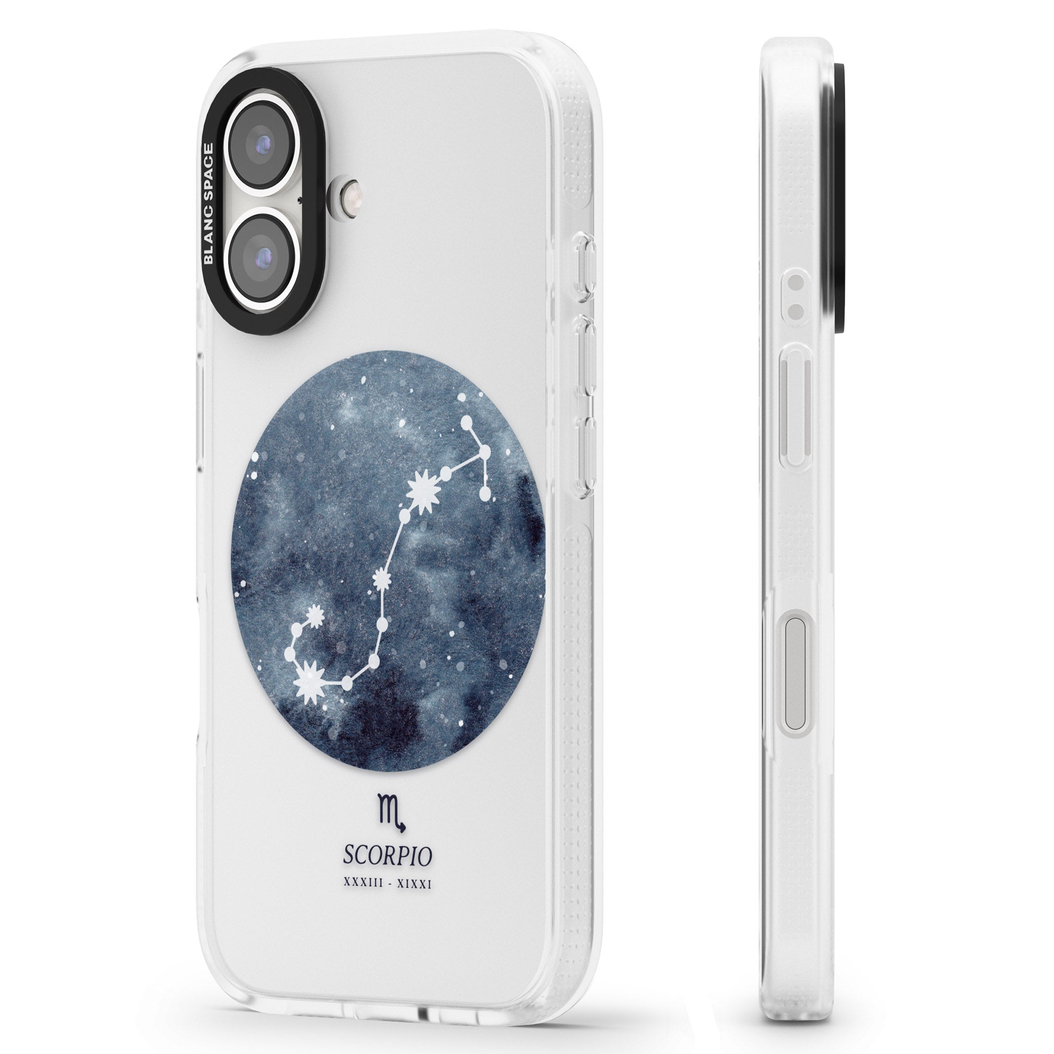 Scorpio Zodiac Transparent Design - Blue iPhone 16 / 16 Plus Clear Case Impact Air - Blanc Space
