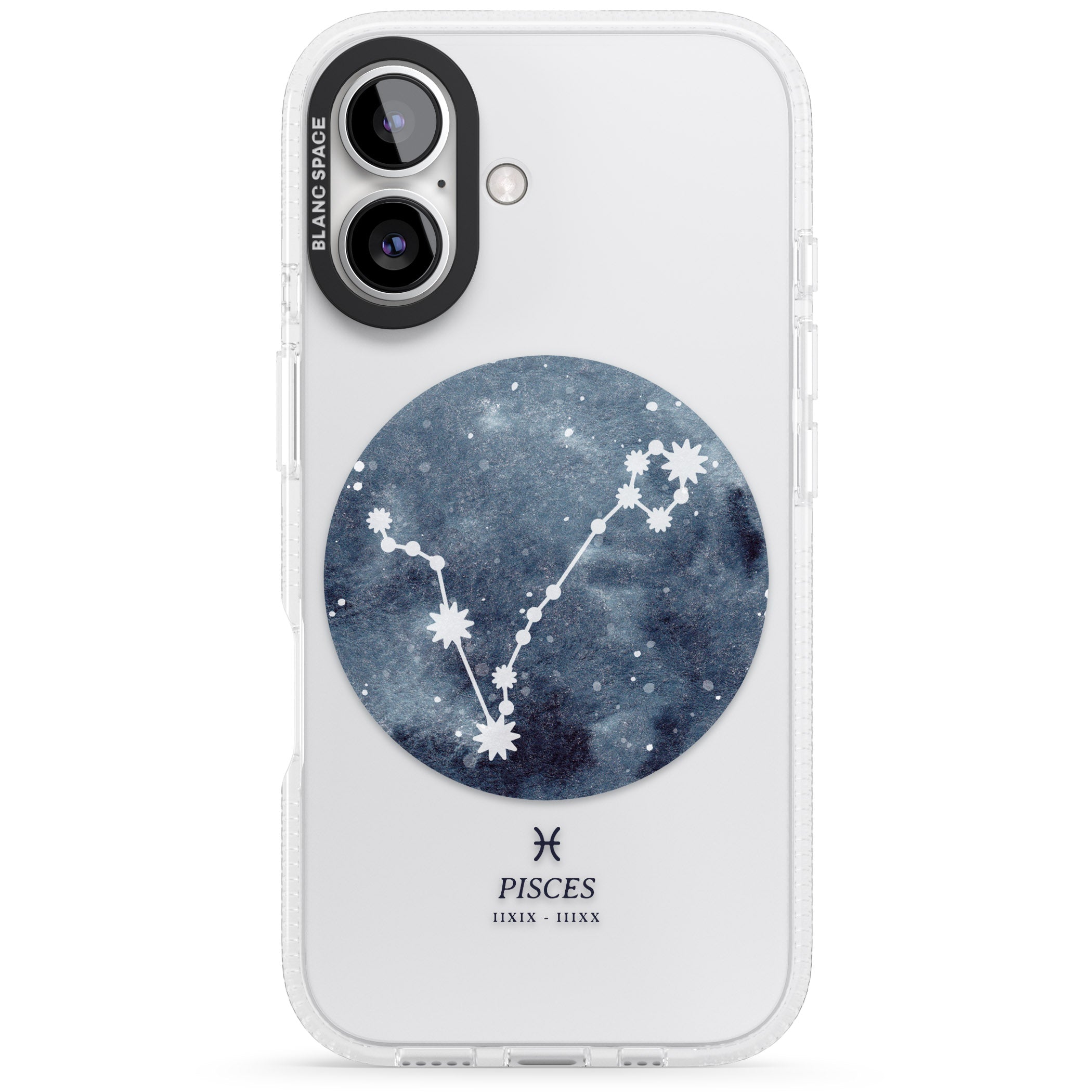 Pisces Zodiac Transparent Design - Blue iPhone 16 / 16 Plus Clear Case Impact Air - Blanc Space