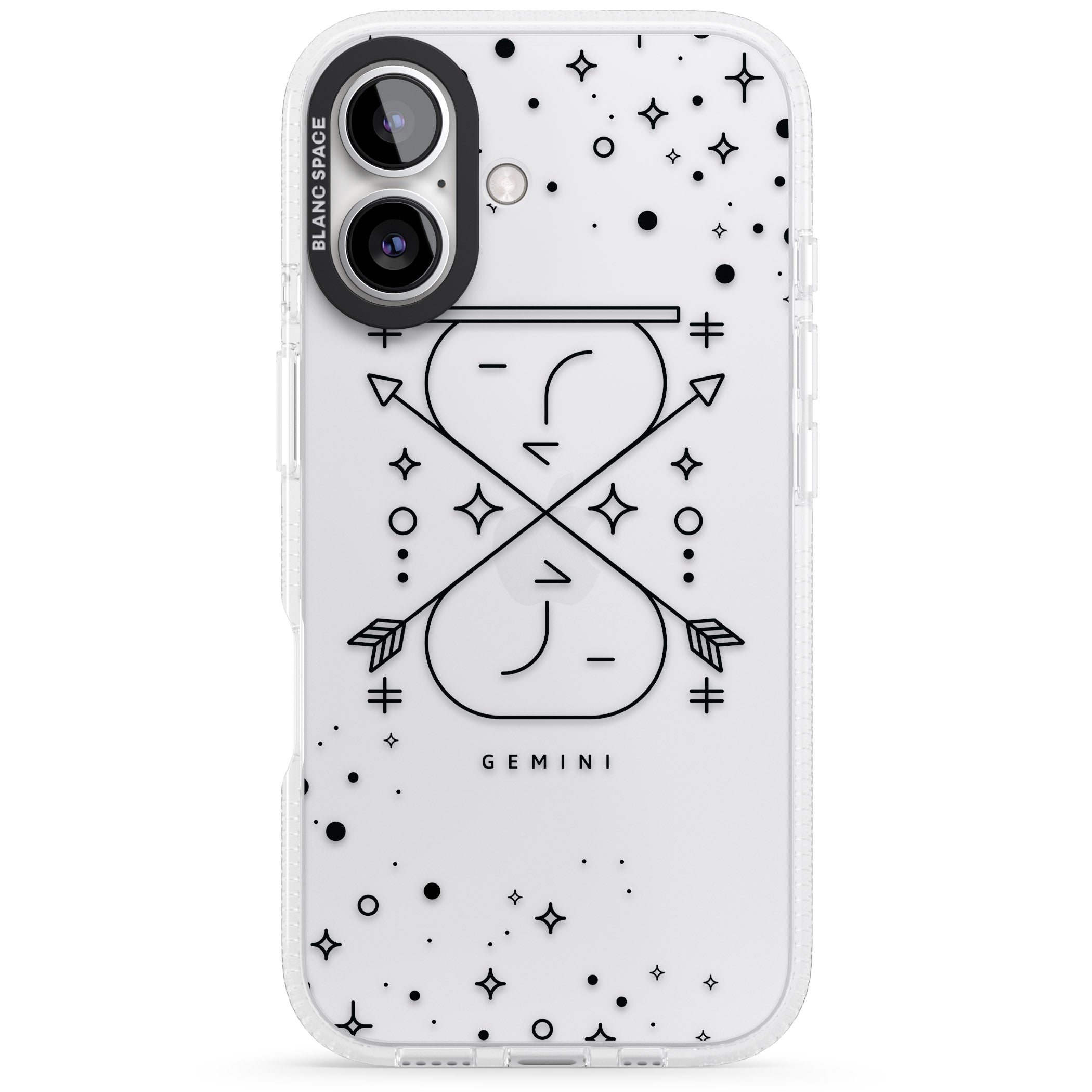 Gemini Emblem - Transparent Design iPhone 16 / 16 Plus Clear Case Impact Air - Blanc Space