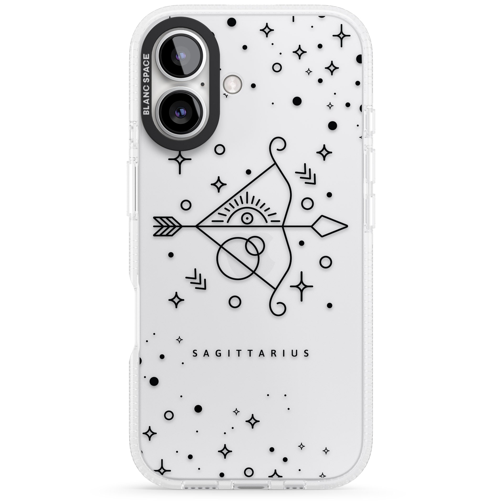 Sagittarius Emblem - Transparent Design iPhone 16 / 16 Plus Clear Case Impact Air - Blanc Space