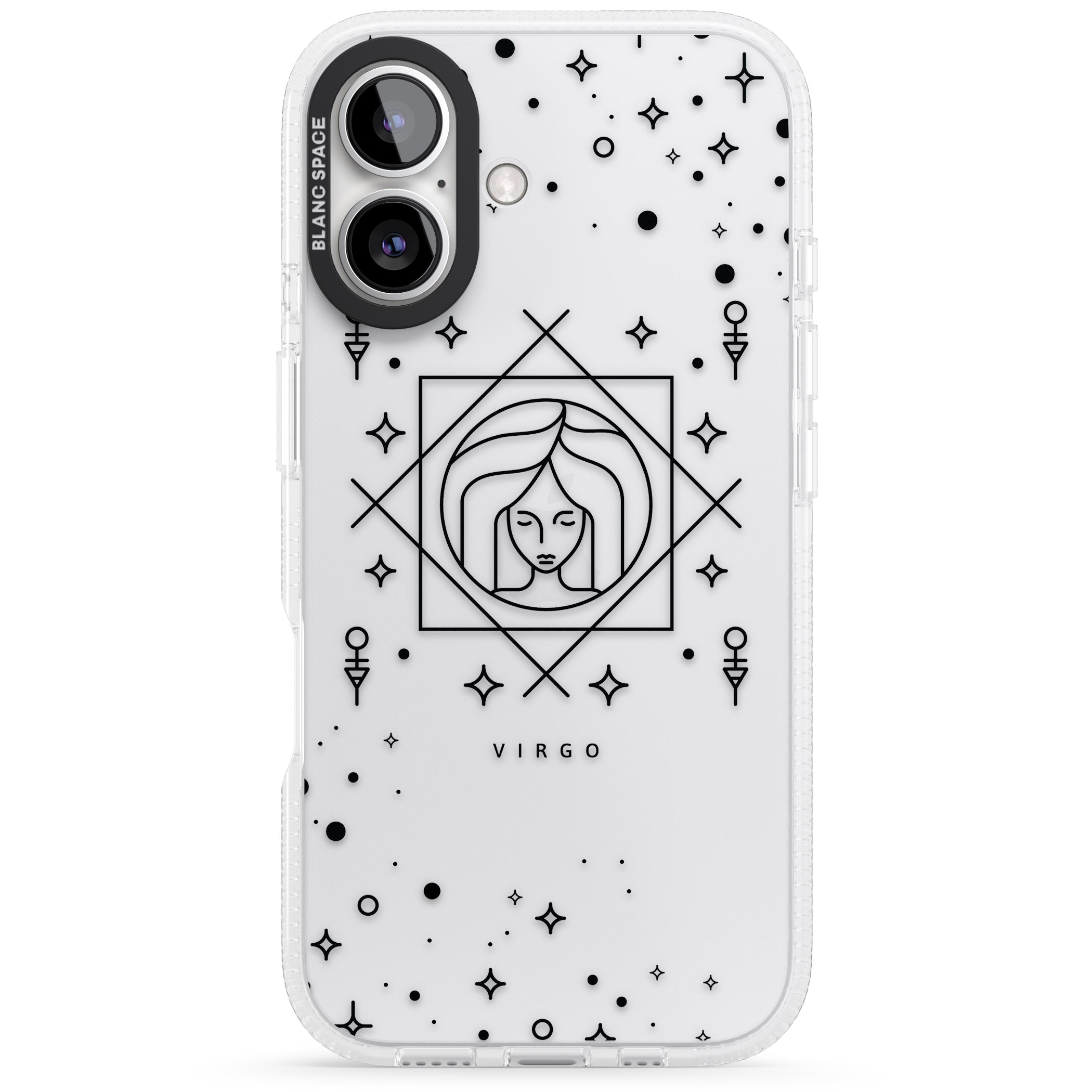 Virgo Emblem - Transparent Design iPhone 16 / 16 Plus Clear Case Impact Air - Blanc Space