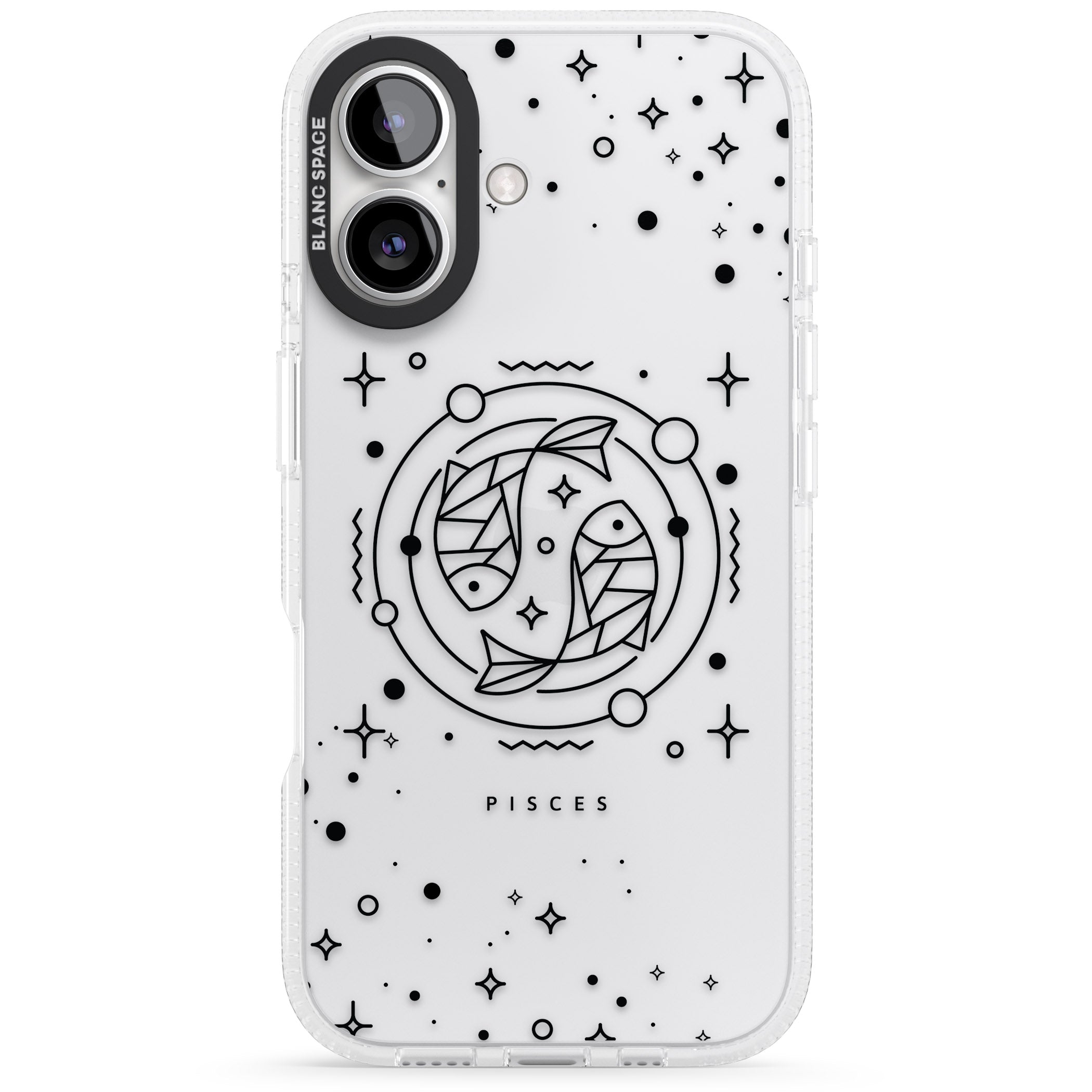 Pisces Emblem - Transparent Design iPhone 16 / 16 Plus Clear Case Impact Air - Blanc Space