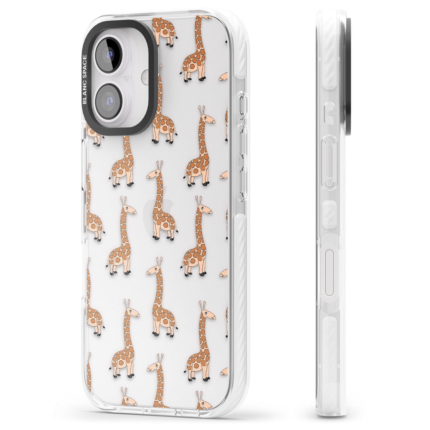 iPhone 16 Pro Max Cute Giraffe Pattern Clear Black Impact Phone Case