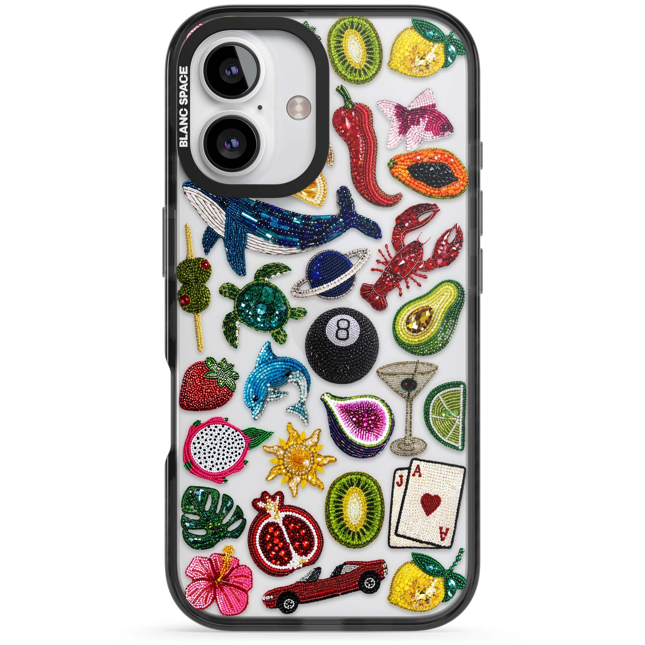 Beaded Mix cute iPhone case | Black Impact case for iPhone 16, iPhone 16 Plus