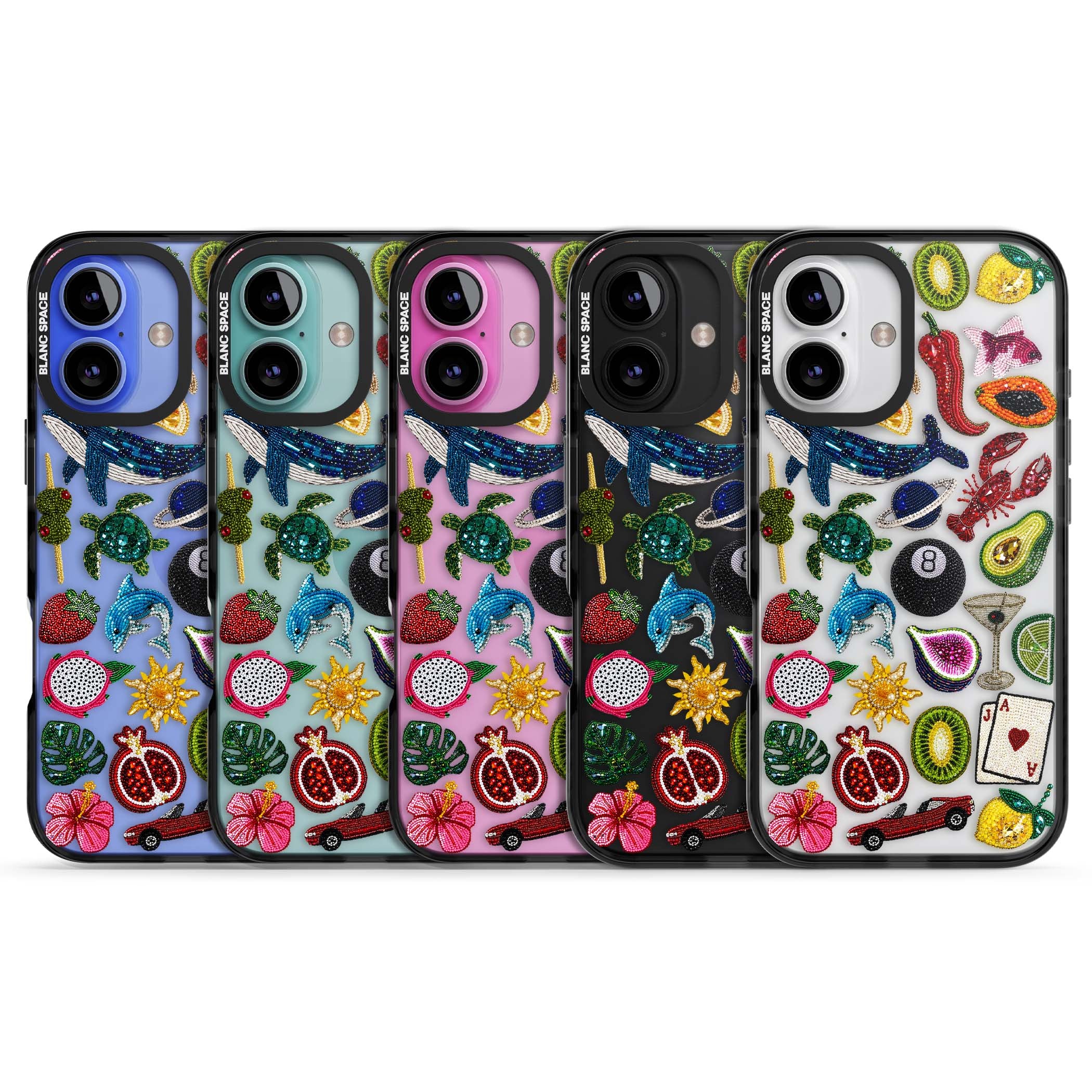Beaded Mix cute iPhone case | Black Impact case for iPhone 16, iPhone 16 Plus
