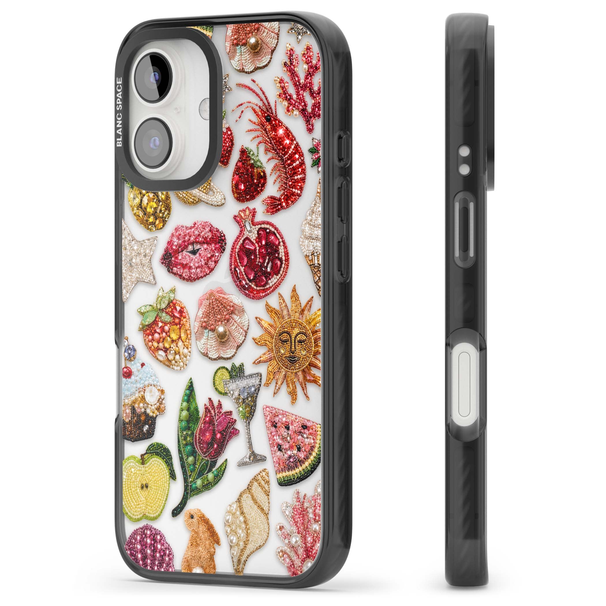 Beaded Riviera coquette iPhone case | Black Impact case for iPhone 16, iPhone 16 Plus