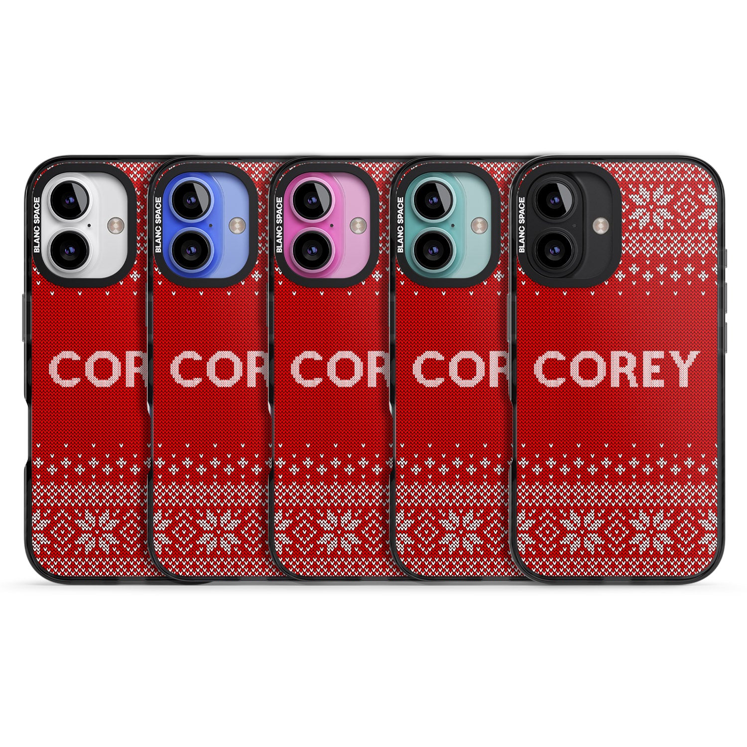 iPhone 16 Pro Max Personalised Red Christmas Knitted Jumper Black Impact Phone Case