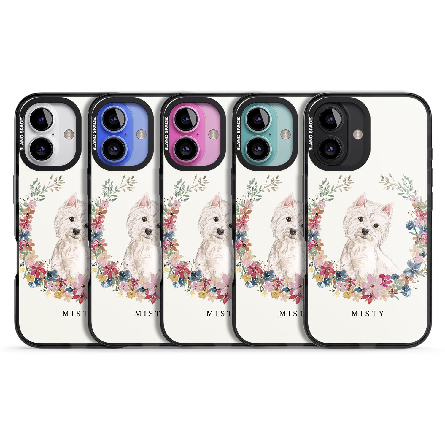 iPhone 16 Pro Max Personalised Westie Watercolour Dog Portrait Black Impact Phone Case