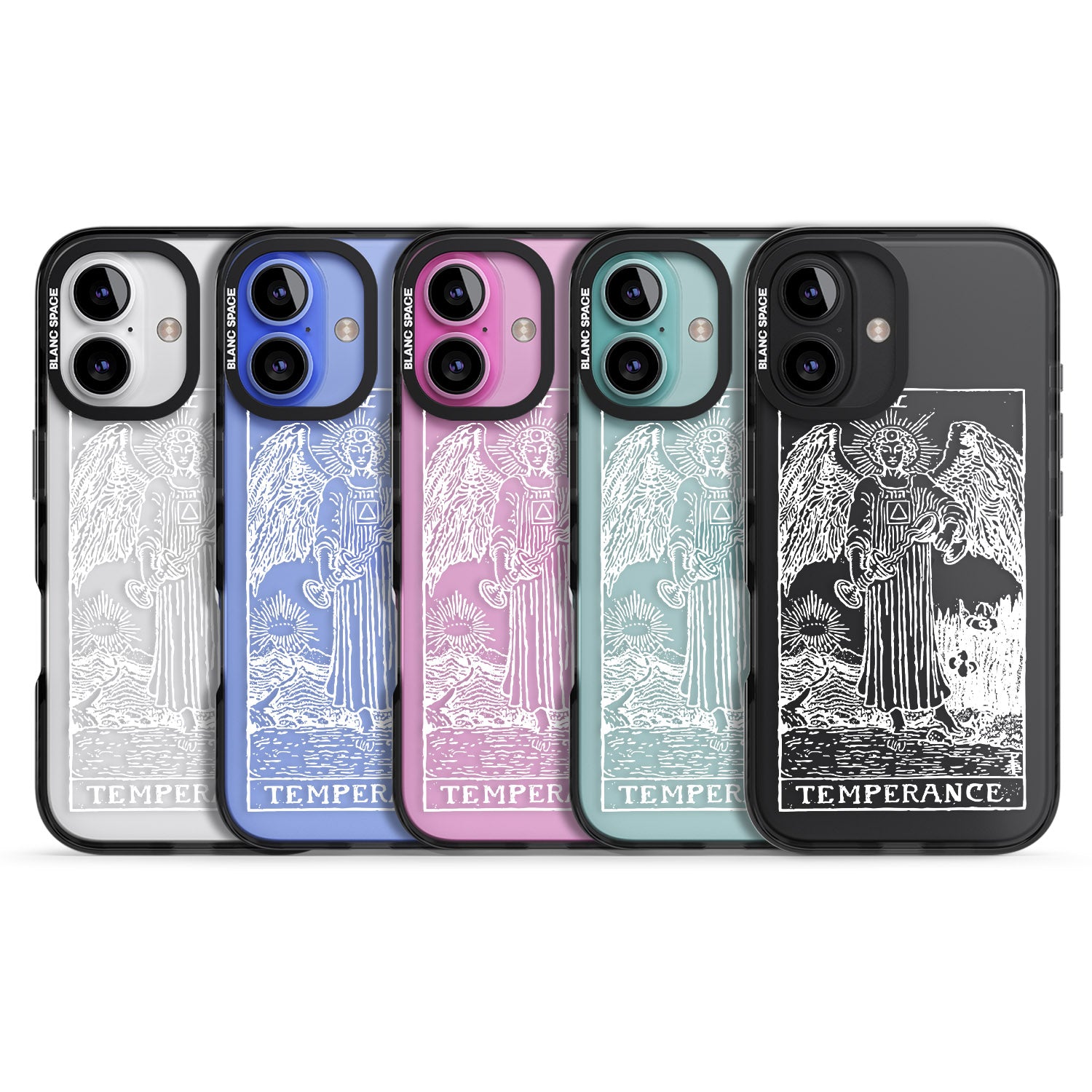 iPhone 16 Pro Max Personalised Temperance Tarot Card - White Transparent Black Impact Phone Case